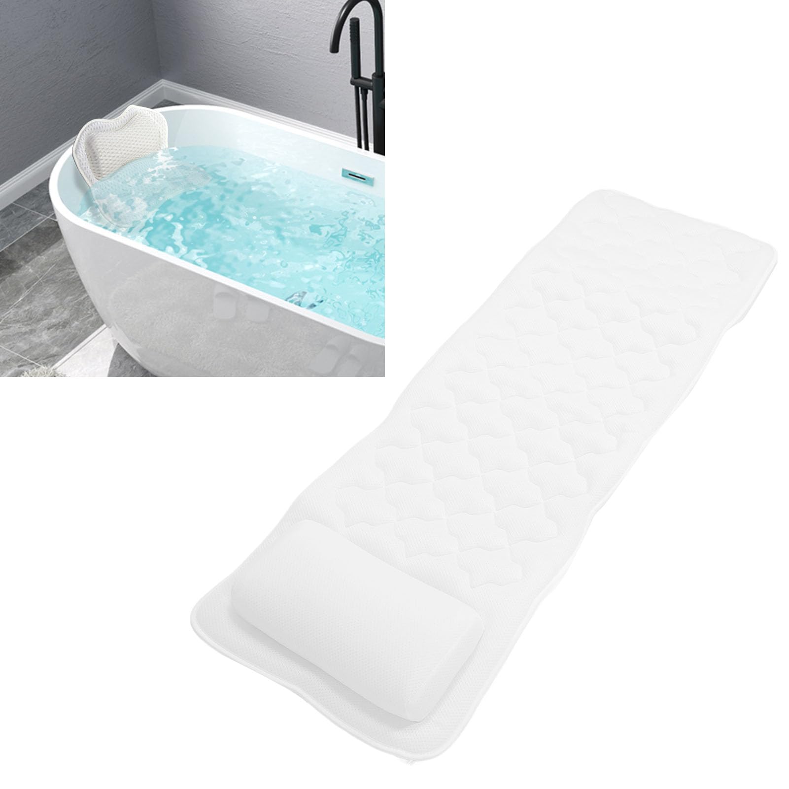 TOPINCN Cuscino da Bagno per Tutto il Corpo Poggiatesta Antiscivolo per Vasca da Bagno e Cuscino di Supporto per il Collo con Forti Ventose per Tutti i Tipi di Vasche da (Digitare un)