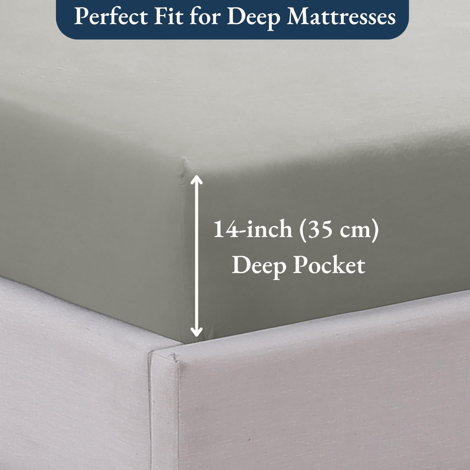 Fitted Sheet Single, Silver, Pre-Washed, Deep Pocket 14 inch (35 cm), Easy Care, Soft Brushed Microfibre Fabric - Image 4