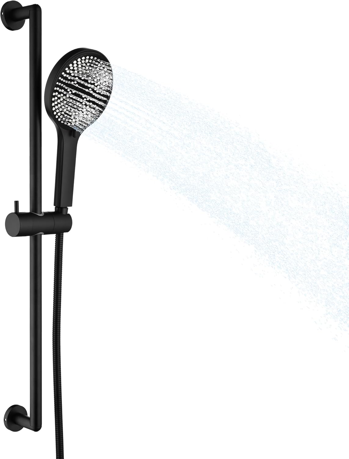 Matte Black Shower Head Slide Bar, 360° Adjustable Shower Slide Bar No Drill, Wall Mounted Drilling Bathroom Accessory