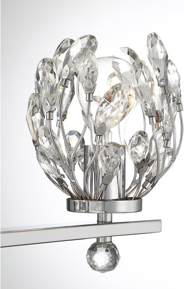Savoy House 8-6601-3-11 Moreno Vintage Clear Crystal Buds with Metal Stems Bathroom Vanity Light, 3-Light 180 Total Watts, 10" H x 24" W, Chrome