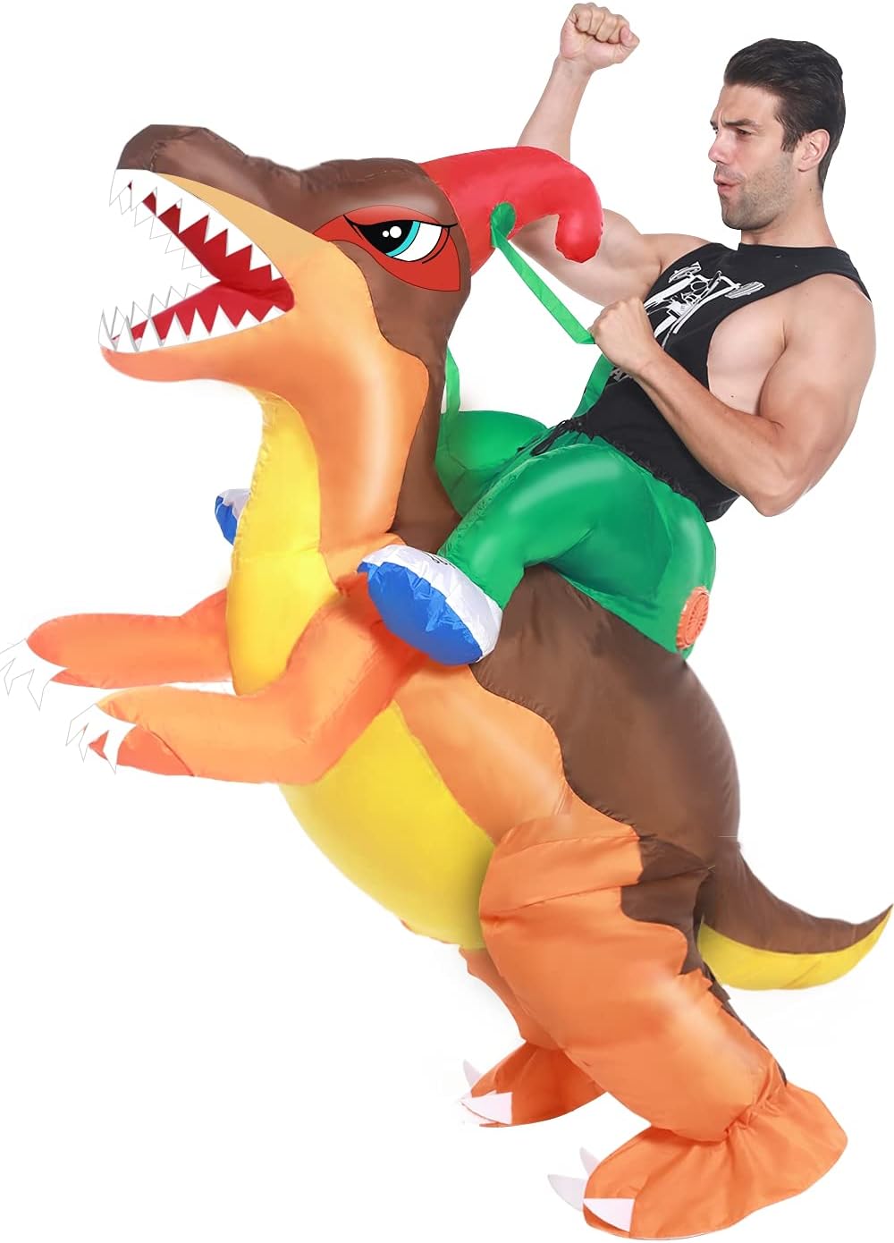 Camlinbo Halloween Inflatable Unicorn Dinosaur Costume Unisex Adults Inflatable Rider Halloween Costume Blow Up Party Cosplay
