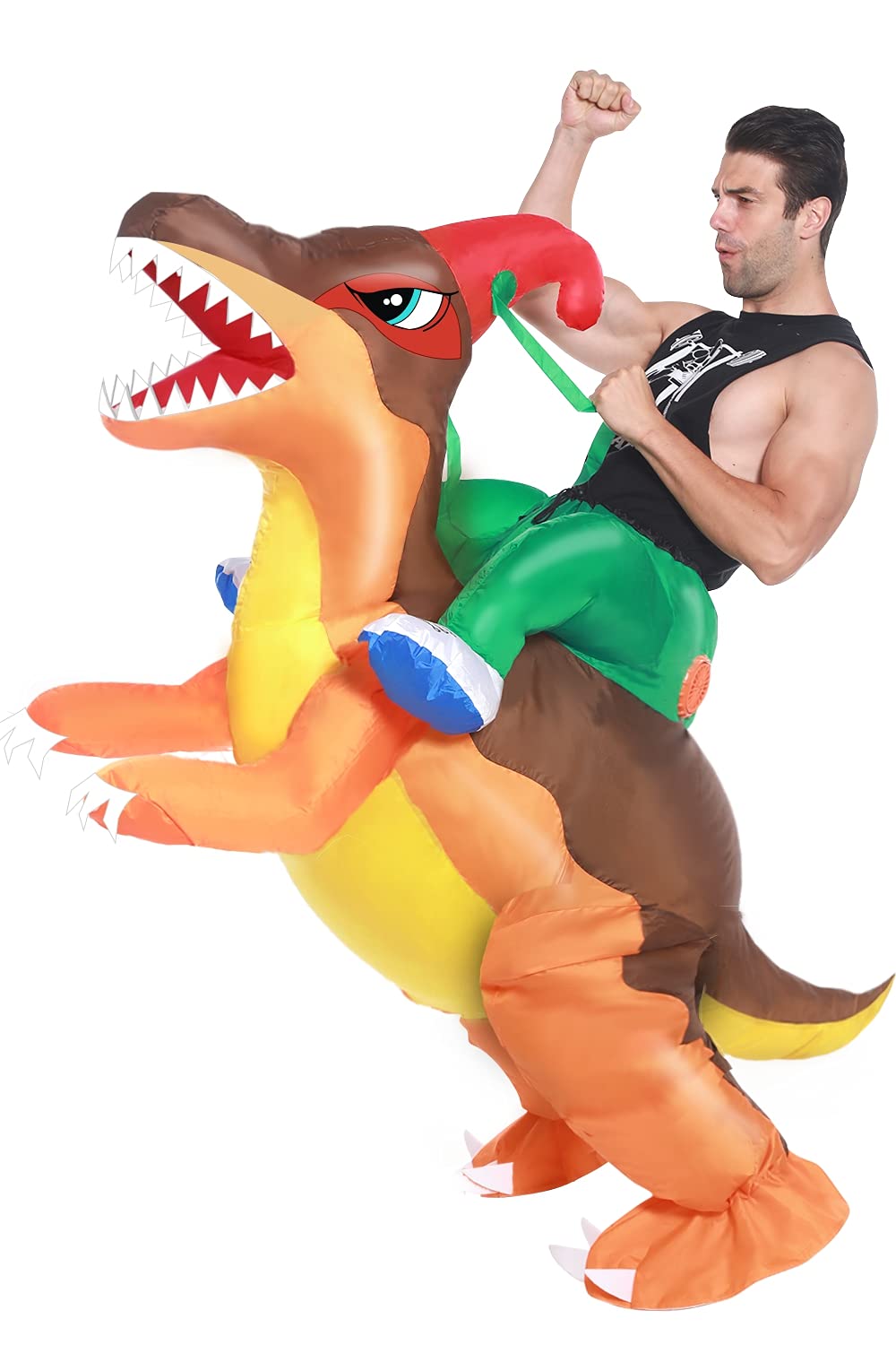 Camlinbo Halloween Inflatable Unicorn Dinosaur Costume Unisex Adults Inflatable Rider Halloween Costume Blow Up Party Cosplay