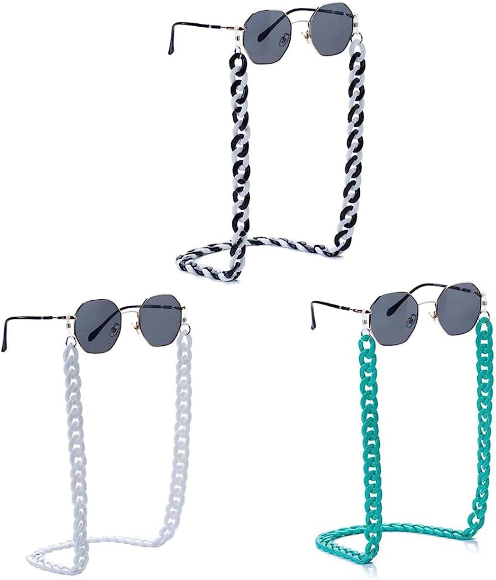REVAHI Cadena de retención de Gafas acrílicas de 3 uds, Cadena de retenedores de Gafas Multifuncional, Cadena de Gafas para Deportes de Mujer