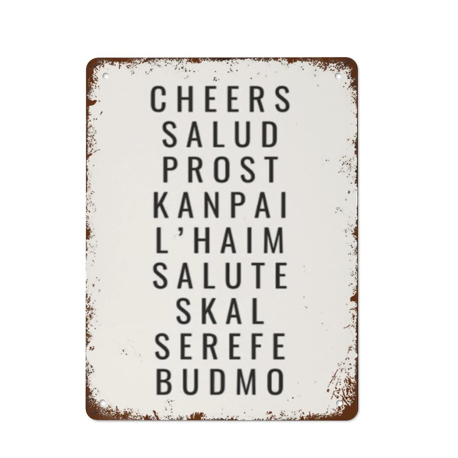 Pibonto Wall Art Metal Tin Sign Vintage Metal Signs Cheers In Different Languages Bar Cart Cheers Sign Vintage Wall Decor Retro Art Tin Sign Funny Decorations For Home Bar Pub Cafe Farm Room Metal Poster 8X12 Inch