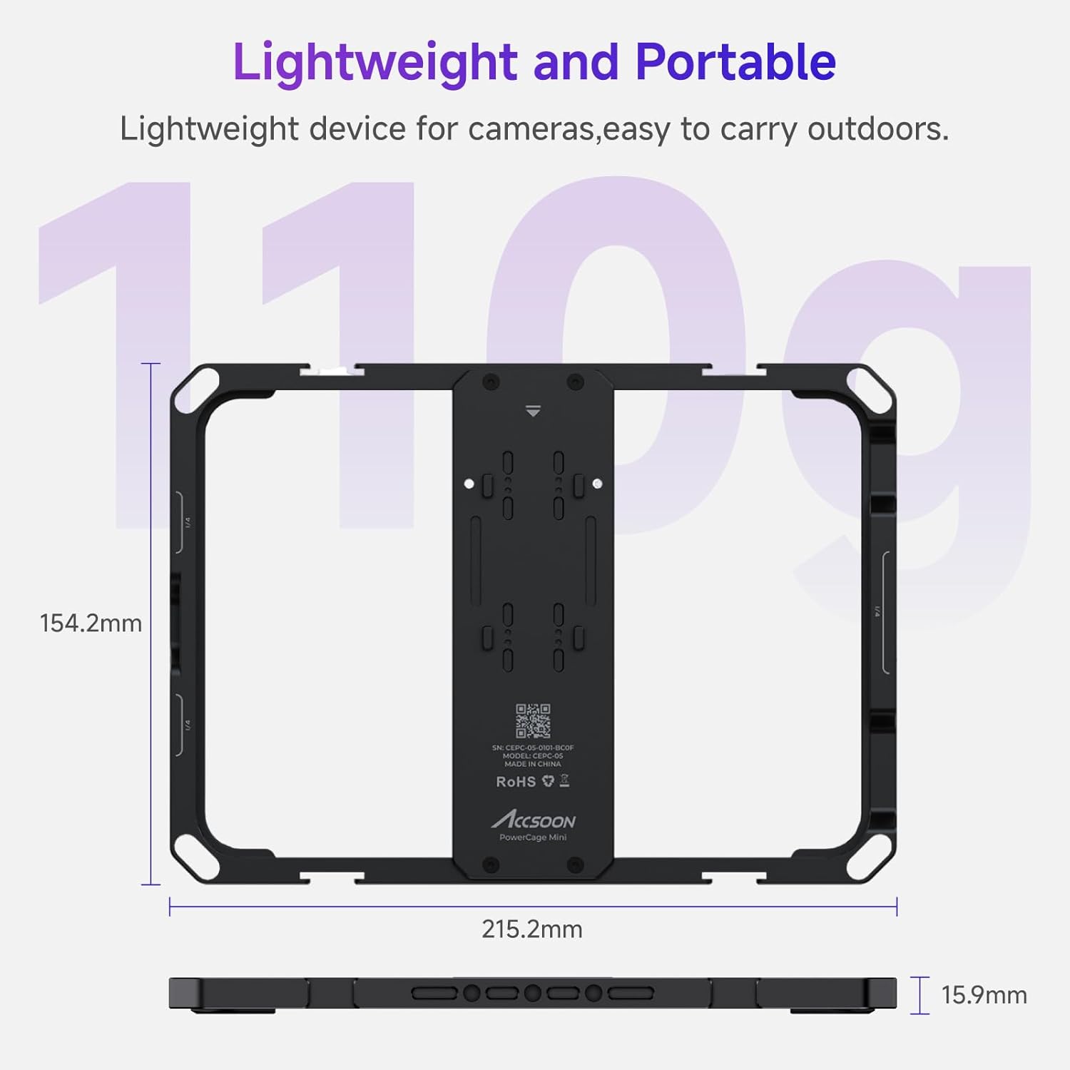 Accsoon PowerCage Mini Cage for iPad mini 6/Mini 7(A17 Pro) iPad Tripod Mount with NP-F Battery Plate Adapter& Sun Hood, Use with SeeMo Series CineView for Video Monitoring/Livestreaming