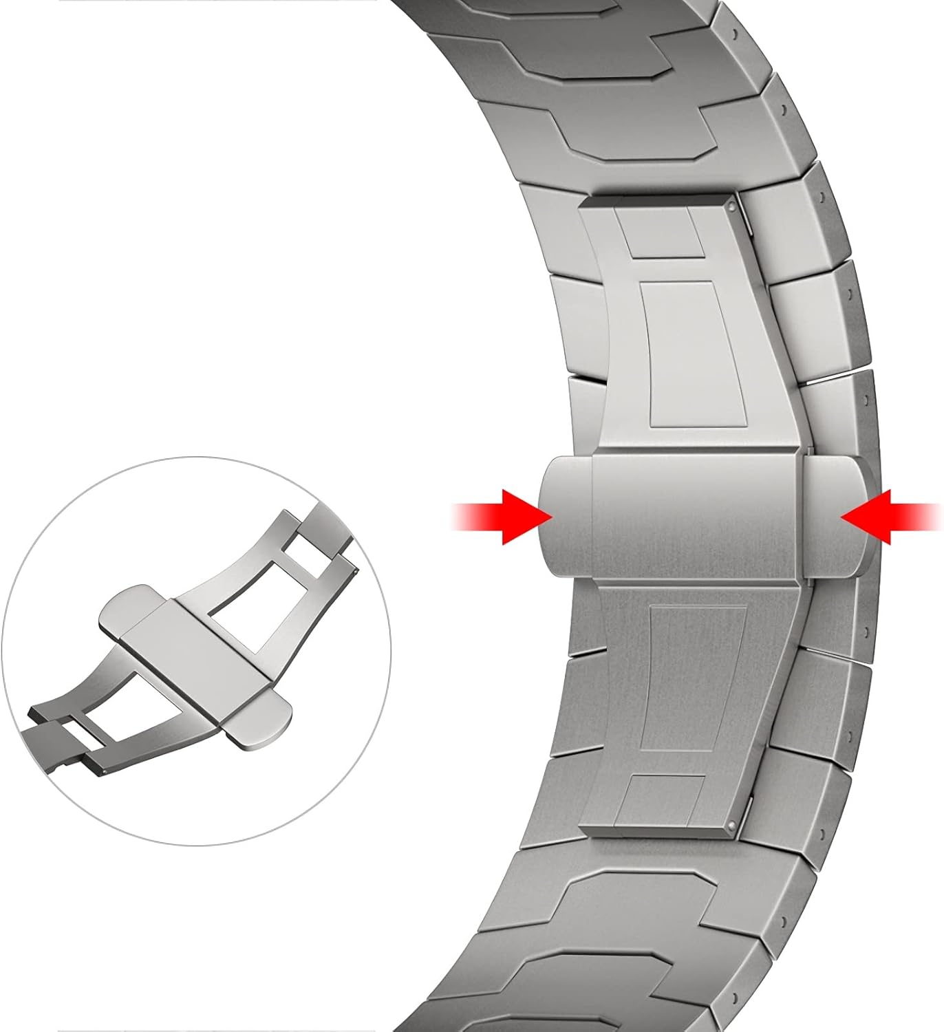 Arktis Cinturino in titanio F-15 compatibile con Apple Watch Ultra 49 mm, cinturino in titanio grado 2, [sabbiato con rivestimento DLC], [chiusura a farfalla], [ultraleggero] con accorciatore a maglie