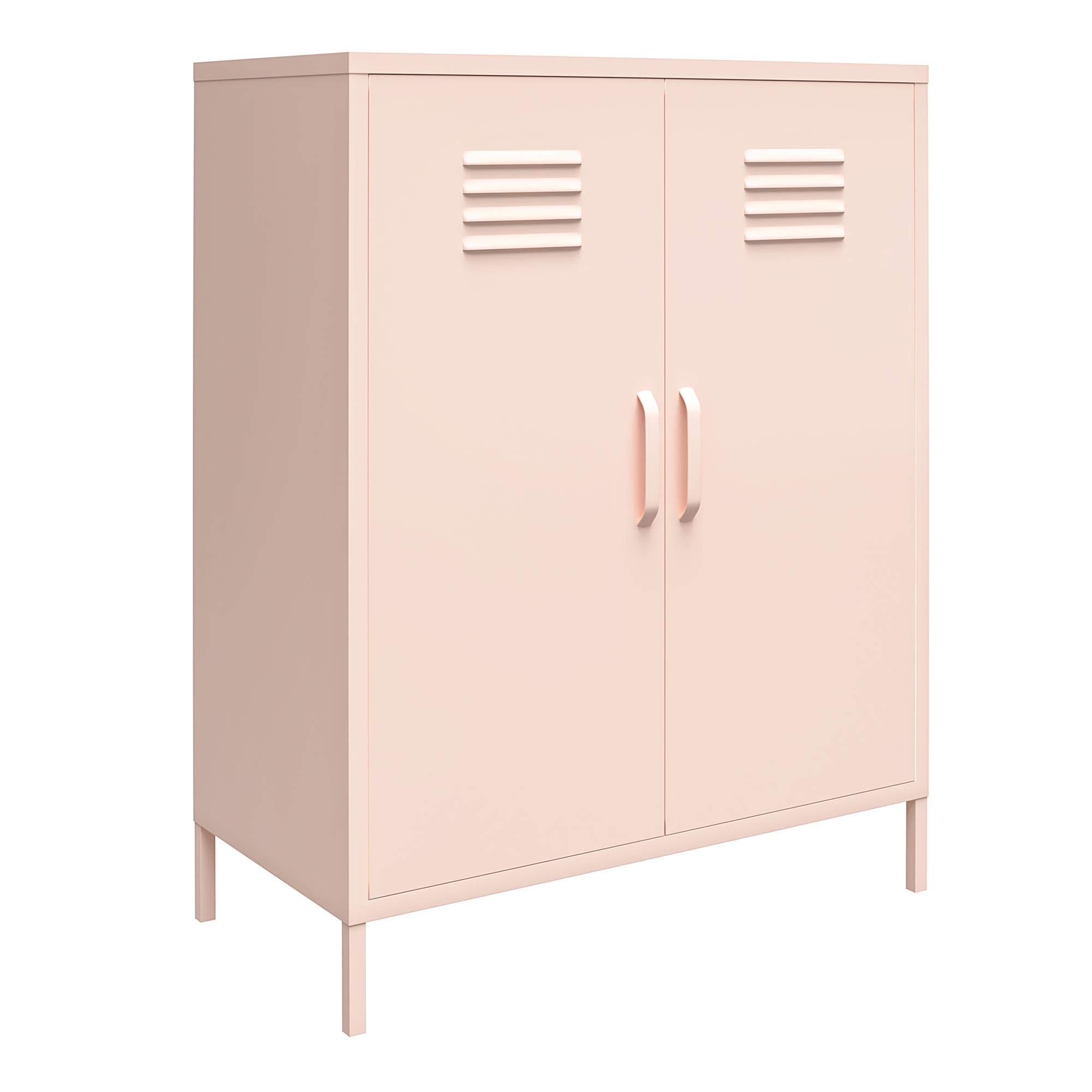 Dorel Home Mission District Storage Cabinet with 2 doors in Pink, 80 x 40 x 102cm (WxDxH)