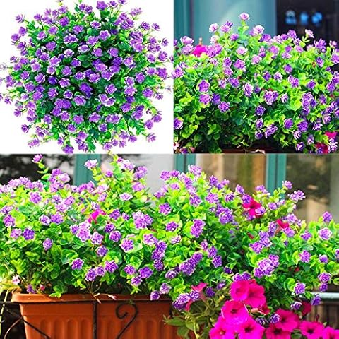 Awtlife 15 pcs Artificial Flowers Outdoor, Artificial Planters Flowers for Outside Outdoor UV Resistant Fake Plants Outdoor Bridal Party Wedding Bouquet for Greenery Shrubs Plants Home Garden Cover
