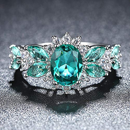 925 Sterling Silver Plated Created Sapphire Quartz&Topaz Cluster Women Band Ring3