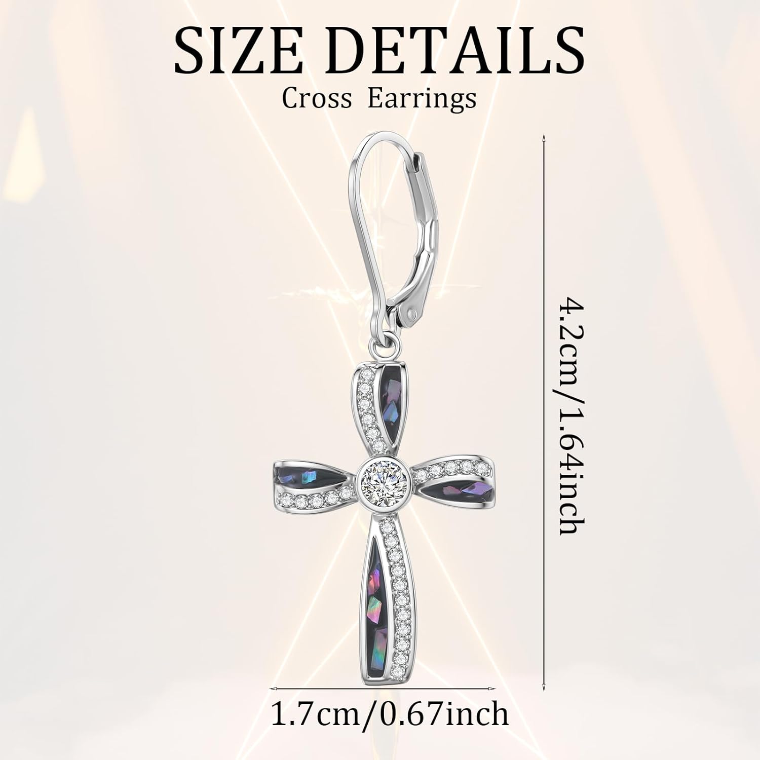 Cross Earrings for Women Abalone Shell Twist/Black Cross Dangle Drop Earrings for Women - Image 3