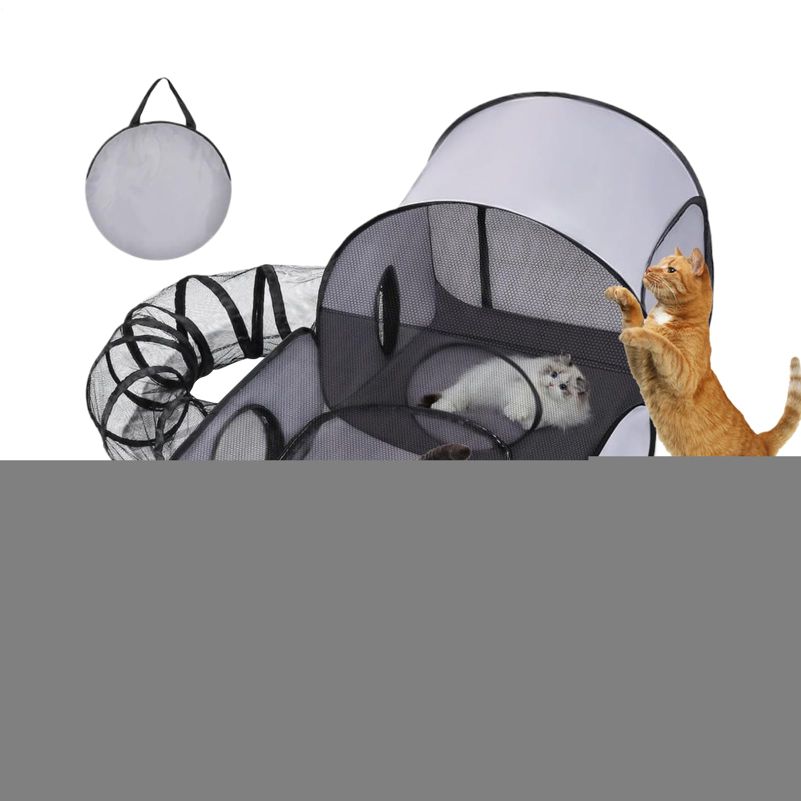Katzen Spielgehege | Katzengehege Mit Tunnel & Hundeauslauf,Klappbares Gehegehaus Mit Interaktivem Spielzeug Und Bewegungsfläche Für Katzenwelpen, Hunde & Kleintiere Indoor Outdoor Reise