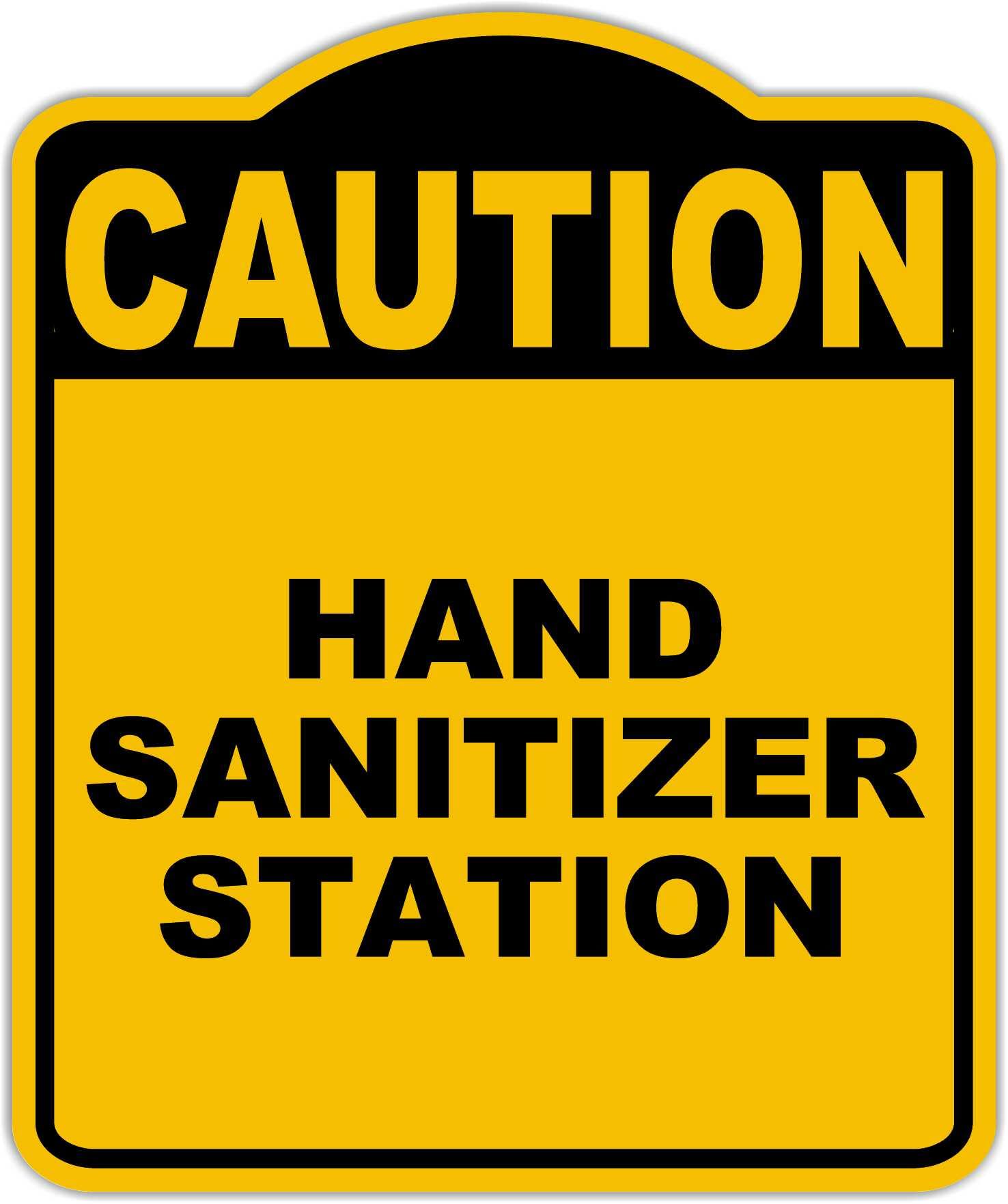 HAND SANITIZER STATION Caution Yellow Black Aluminum Composite Sign 20 x 24 inches
