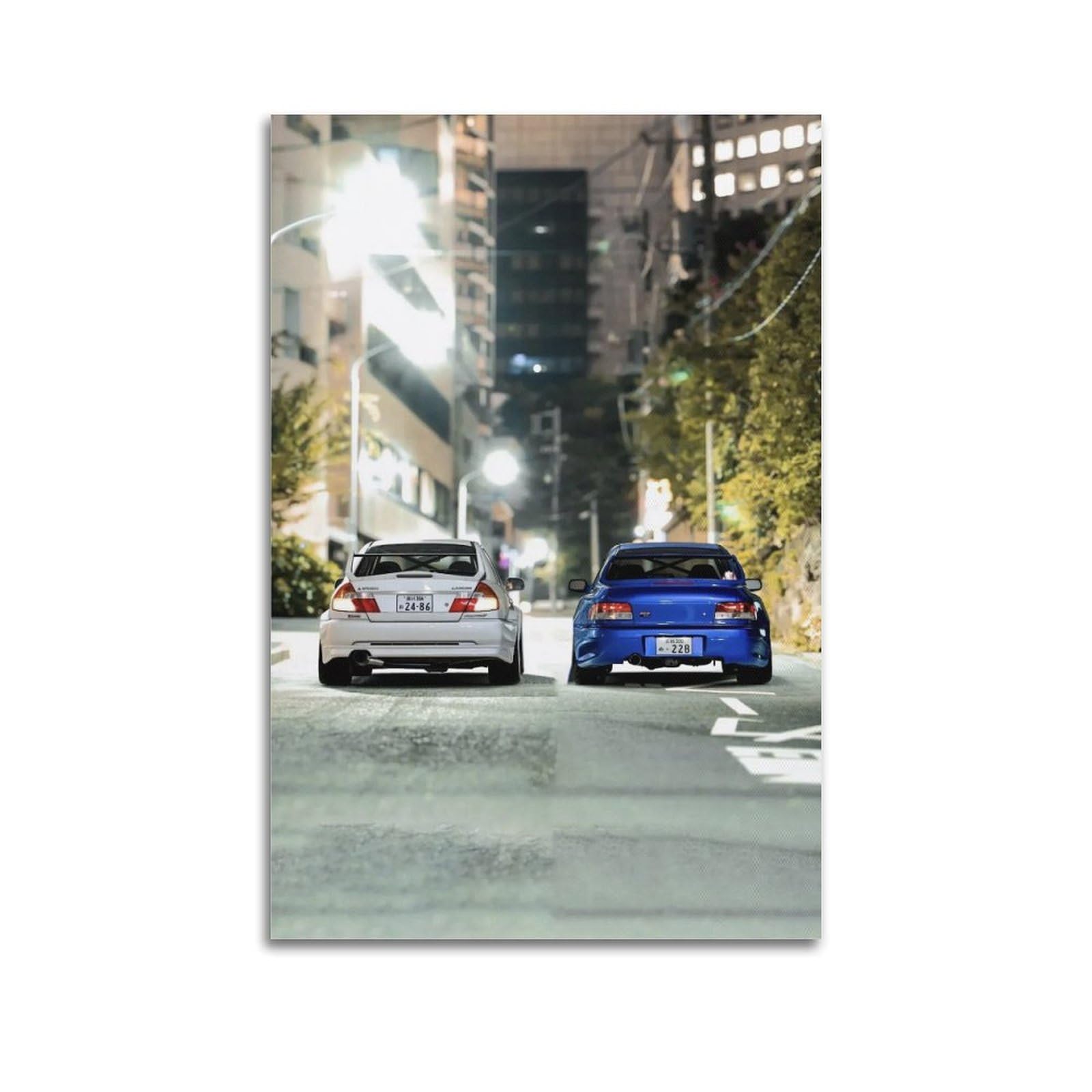 OKAHYS Retro Racing Impreza STi Lancer Evo IV Supercar Poster Modern Decorative Canvas Prints - Ideal Wall Art for Family, Man Cave, Game Room, Boys & Girls Bedroom 24x36inch(60x90cm)