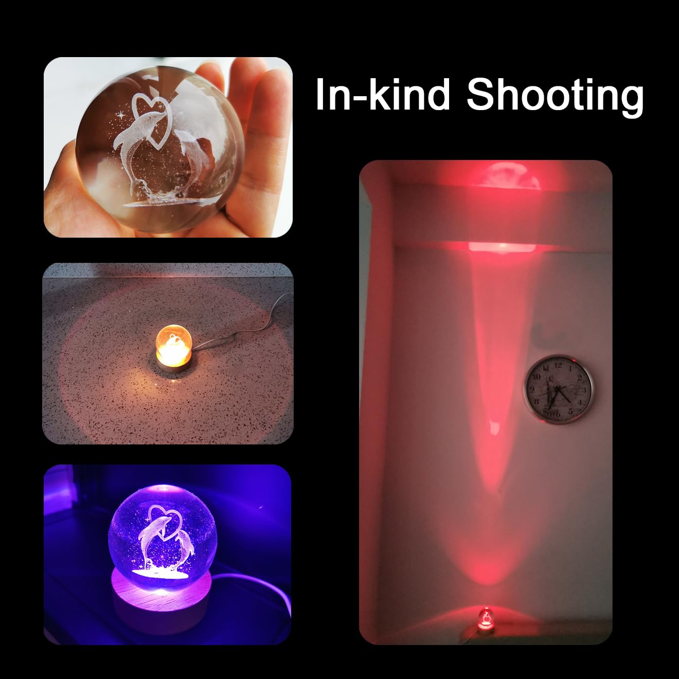 Shark Crystal Ball Night Light, 3.15 Inch, 16 Colors LED Wooden Base - View #5