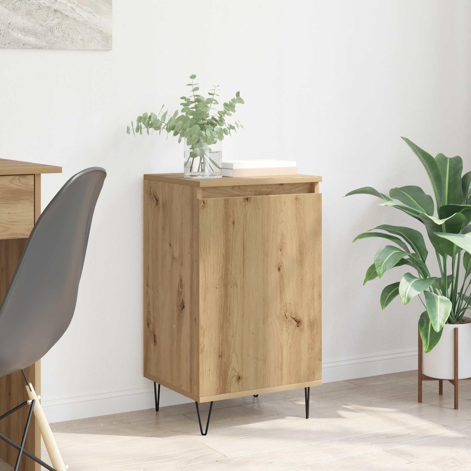 Madera robusta diseño minimalista para salón comedor Marrón 40 x 35 x 70 cm | Aparador Roble Artisan 40x35x70 cm Madera Ingenieria Almacenamiento Salon Comedor Moderno Pared