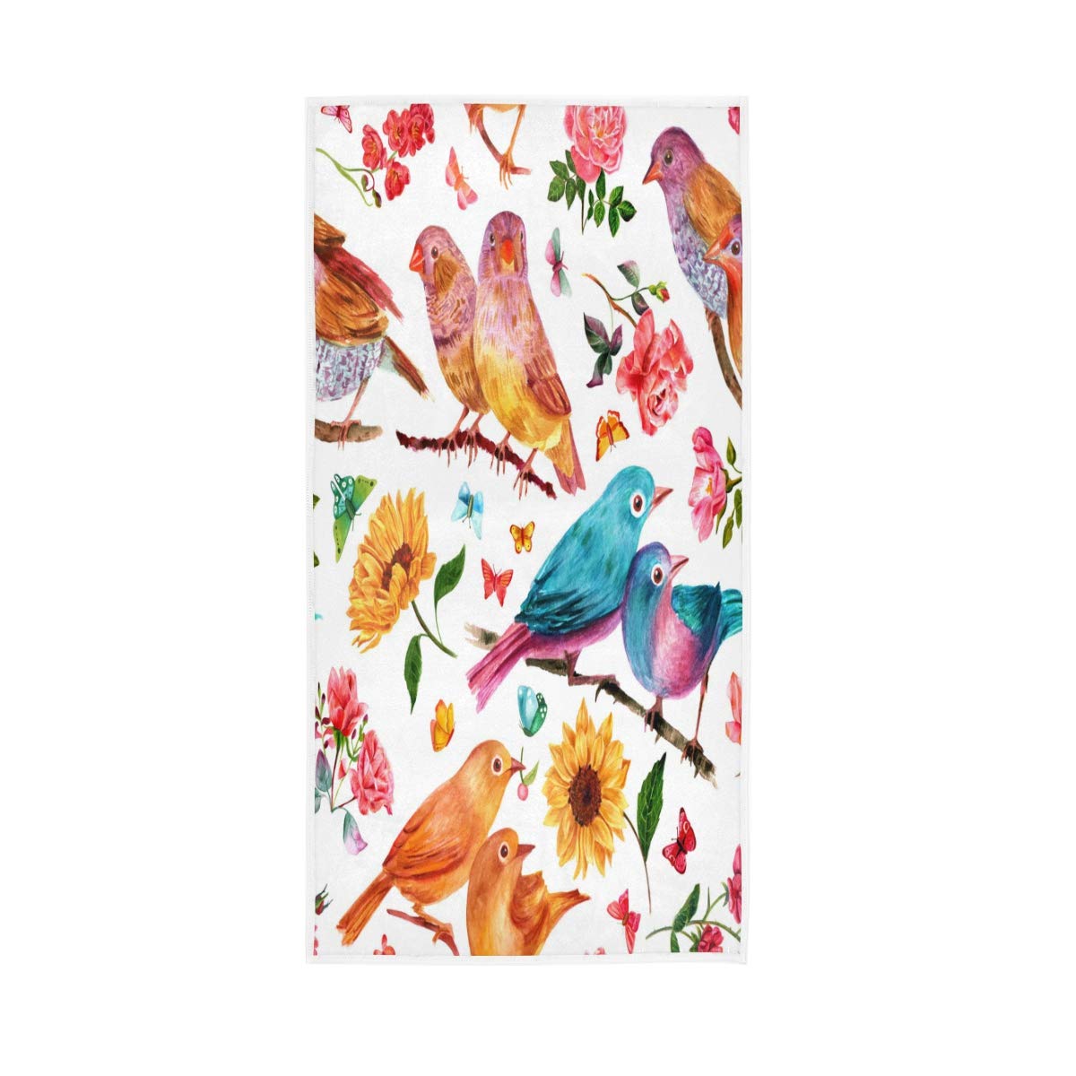 HUYGD Hand Towels Cotton Vintage Watercolor Flower Roses Sunflowers Soft Towel Multipurpose Bathroom Beach Towel for Home Kitchen Swim Spa Gym, 30x15 inch