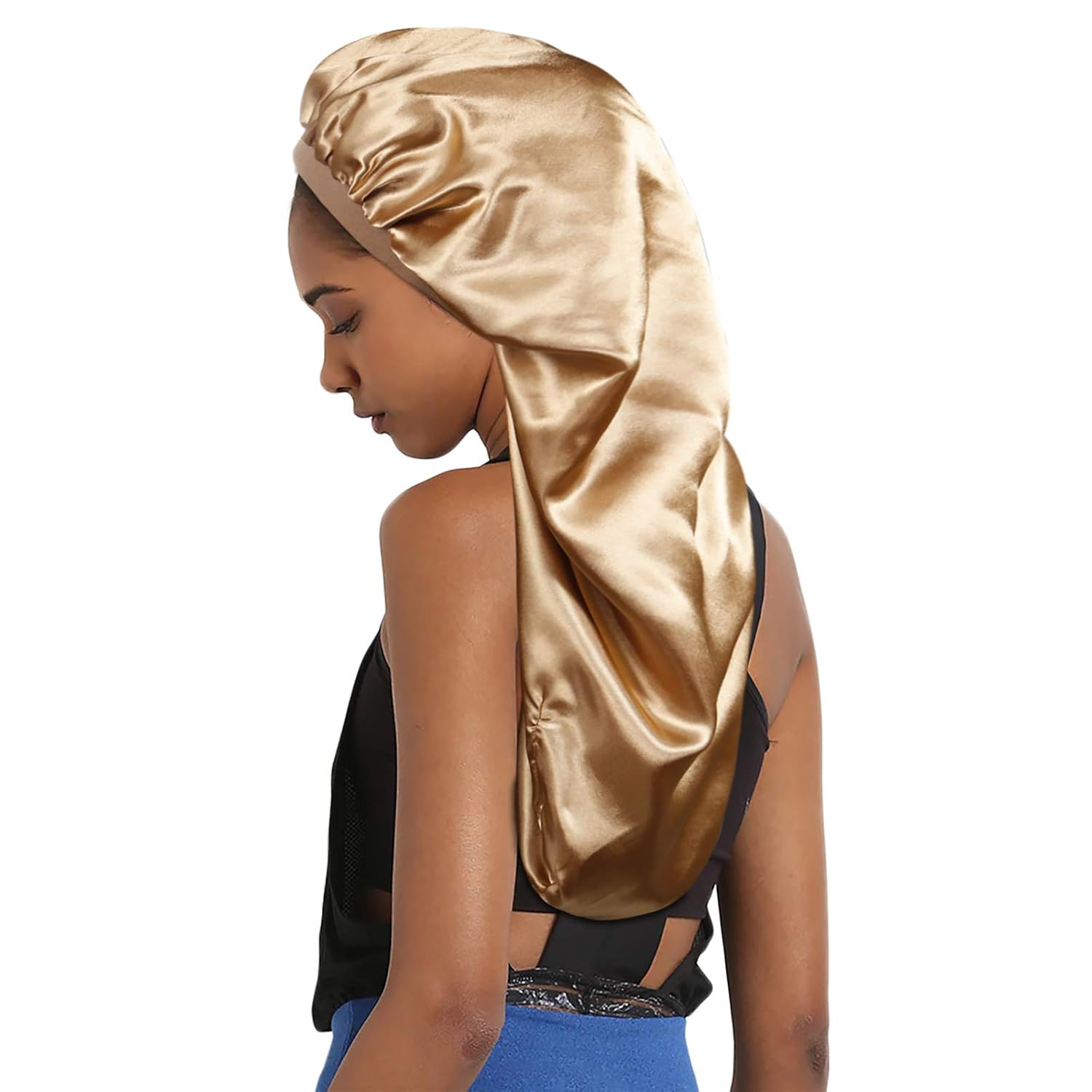 Vextronic Extra Large Satin Bonnet Double Layer Silk Bonnets for Black Women, Long Bonnet for Long Hair Deadlock Curly Hair, Braid Bonnet for Sleeping