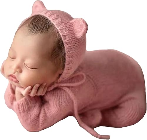 2 piezas de accesorios de fotografía para recién nacidos, trajes de fotos para niños, sesiones de fotos de bebé, disfraz de niña con sombrero de oso