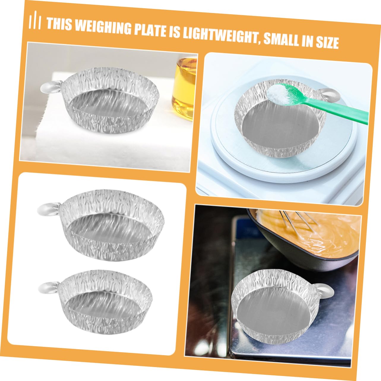 FUNOMOCYA 50 Pcs Aluminum Foil Weighing Plate Weighing Trays for Dispensing Sample Weighing Trays Aluminum Foil Pans Measure Weighing Boats Liquid, 6.00X5.60X1.80CM, 3KC21O0S07X08W29O1NY6