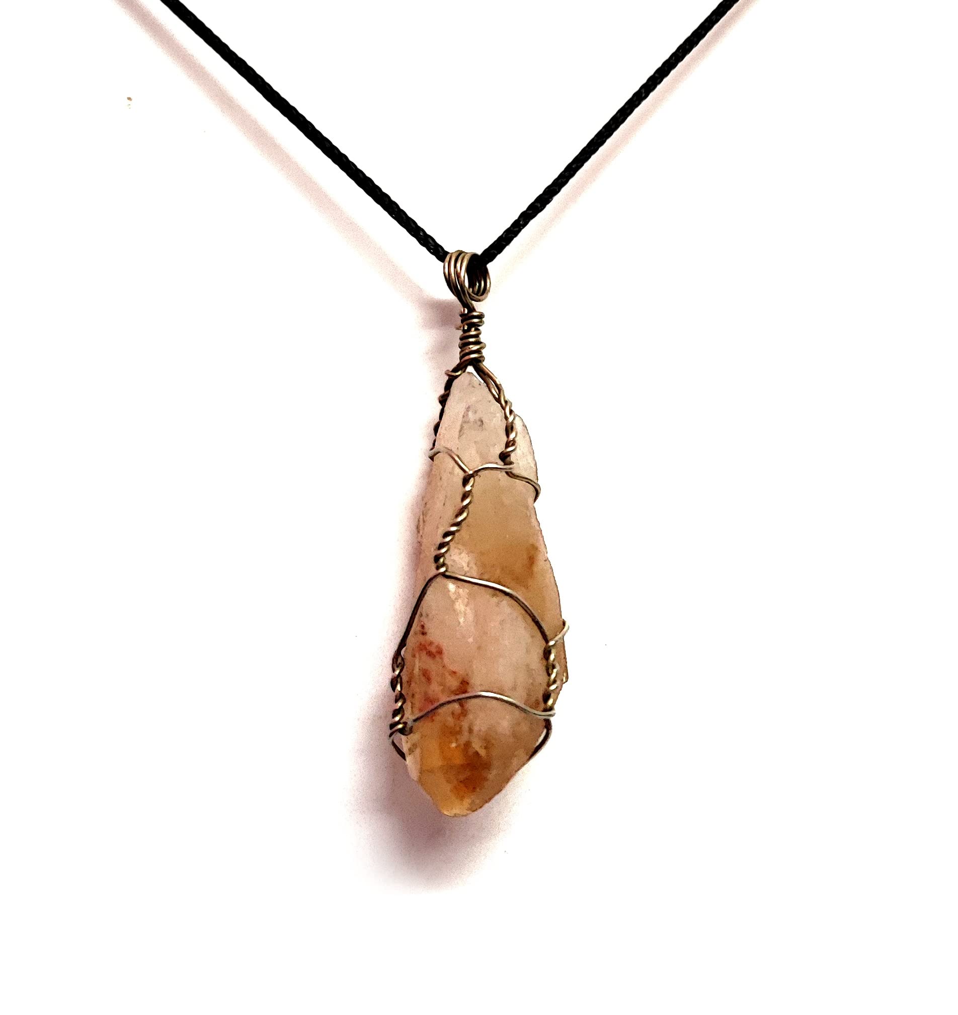 Natural Citrine Raw Rough Uneven Wire Cage Crystal Pendant For Men For Women-image-49