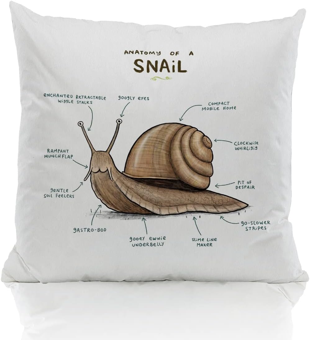 ZJSYXXU Anatomy of A Snail Throw Pillow Cover 18 x 18 Inch Decoration for Home Bedroom Living Room Boys Room Nursery Playroom Decor,Gift for Snail Lovers Boys Kids Teens Zoologist