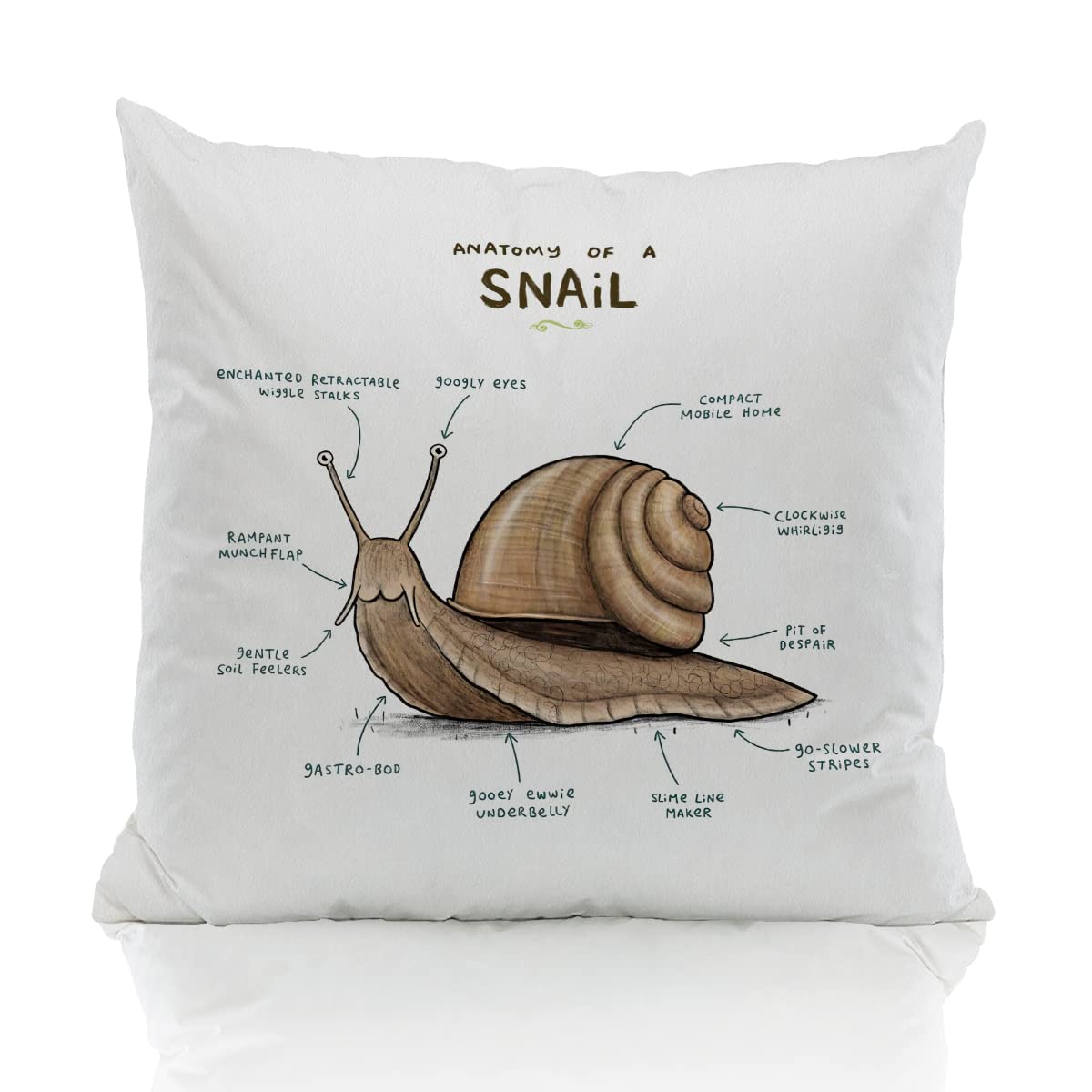 ZJSYXXU Anatomy of A Snail Throw Pillow Cover 18 x 18 Inch Decoration for Home Bedroom Living Room Boys Room Nursery Playroom Decor,Gift for Snail Lovers Boys Kids Teens Zoologist