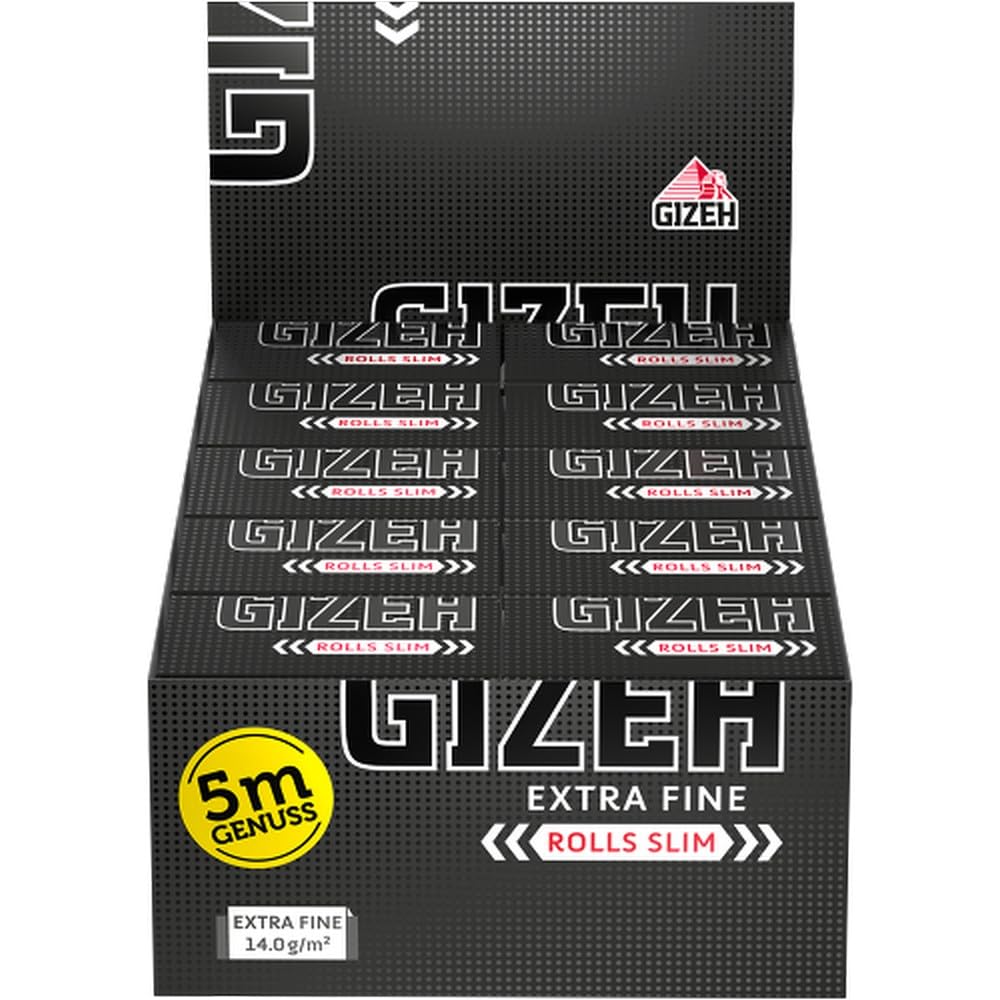 Gizeh Extra Fine Rolls Slim 5m Länge Endlospapier 2 Boxen (40 Rolls)