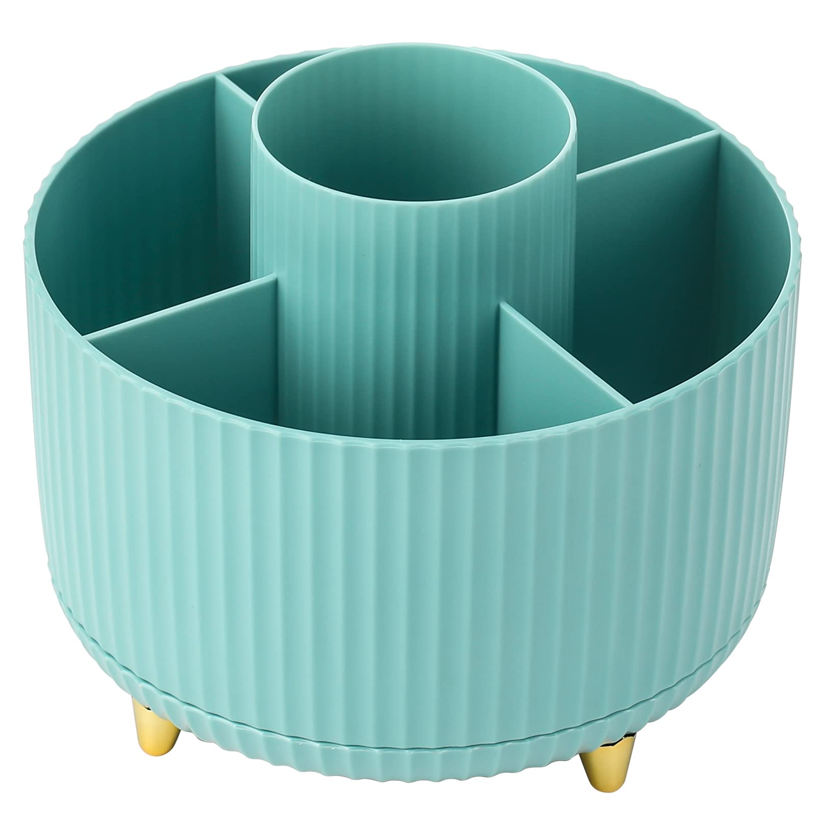 umorismo 360° Rotating Makeup Organiser, 5 Compartments Makeup Brush Holder Skincare Storage Shelf, Rotating Storage Rack for Perfume Jewellery Dressing Table Bedroom Bathroom