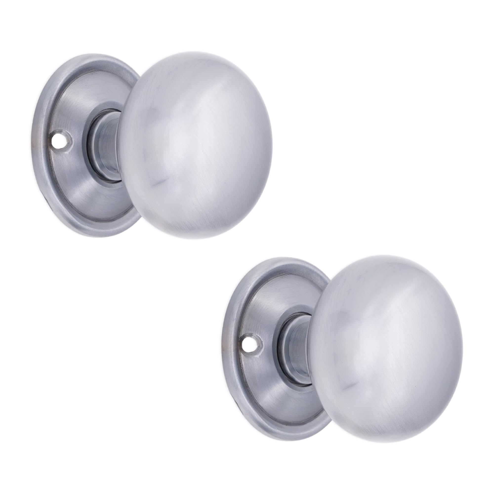 Infinity Decor Satin Chrome Victorian Mortice Rim Door Knob Pair 50mm - Round Pull Handles Set Ideal for Interior and Exterior Doors