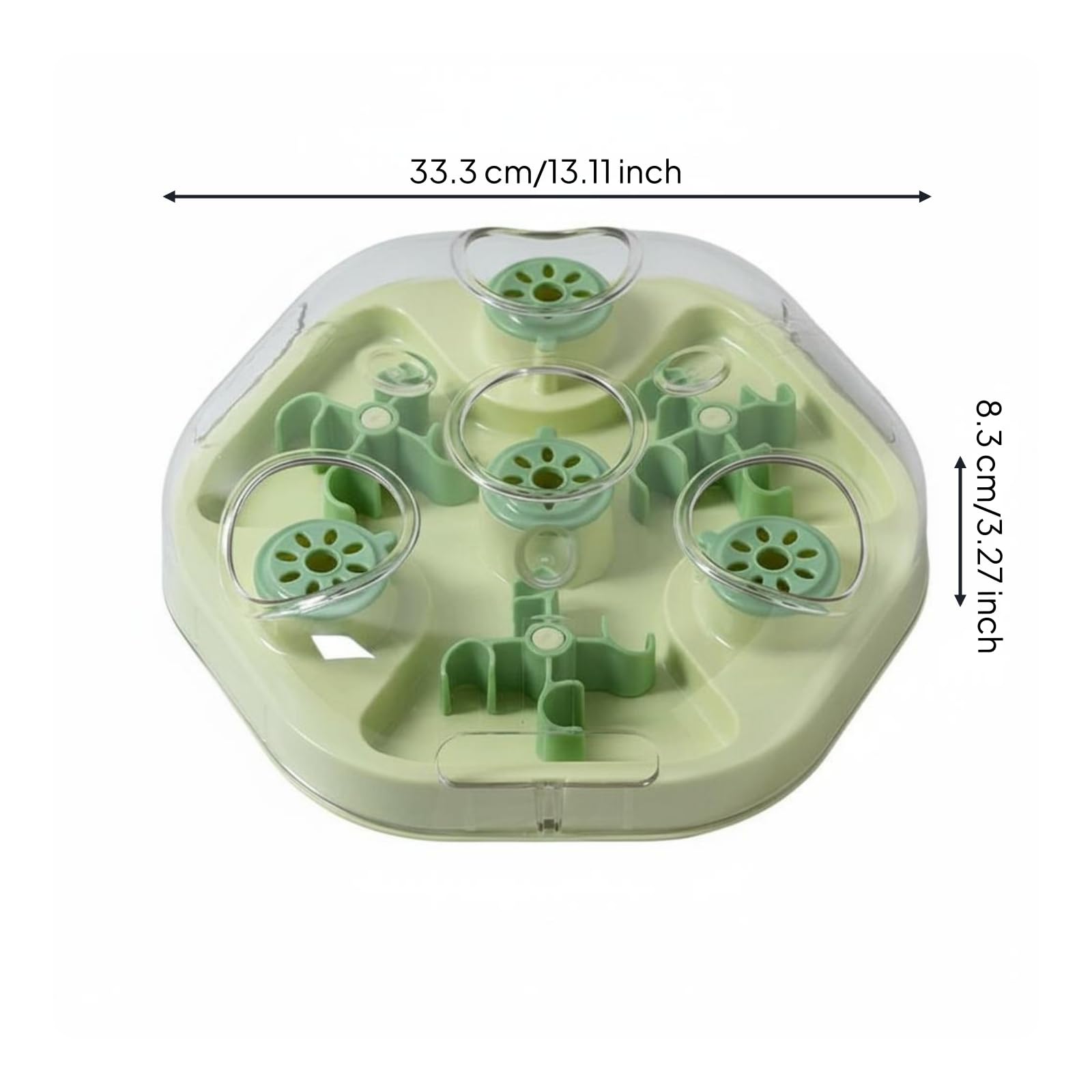 Mangiatoia Interattiva per Gatti Rompicapo Cibo Secco Dispenser Antingozzamento Gioco con Scomparti Materiale PET Facile da Pulire Adatta a Pasti, Verde, Giocattolo Per Gatti