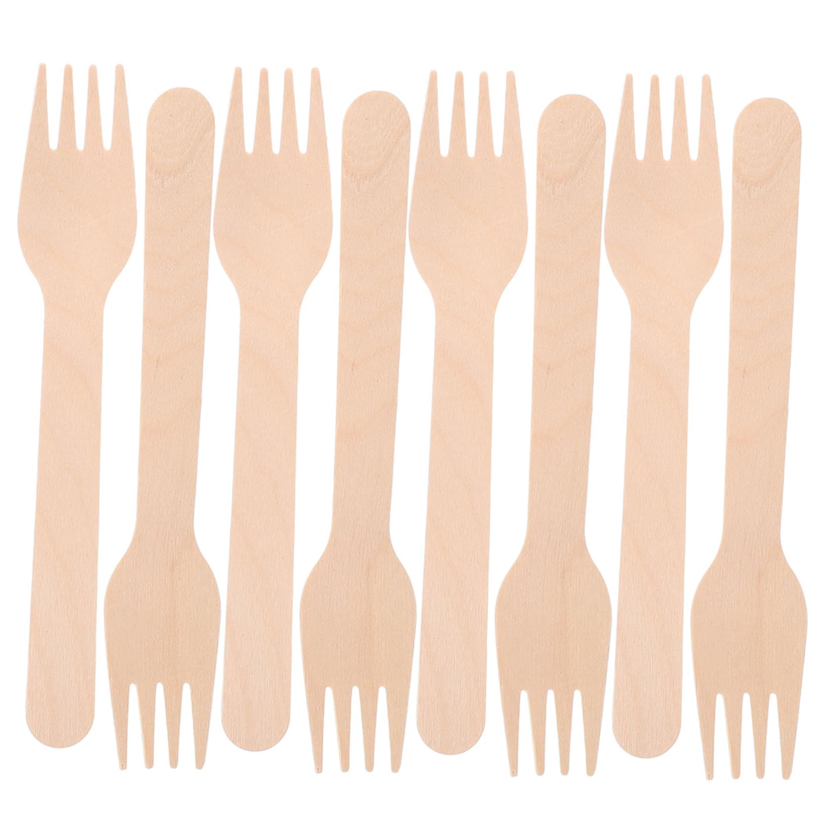 FOMIYES 100 Pcs Natural Wooden Cutlery Set Disposable Forks Utensil for Parties Camping Picnics Weddings Dinner Events