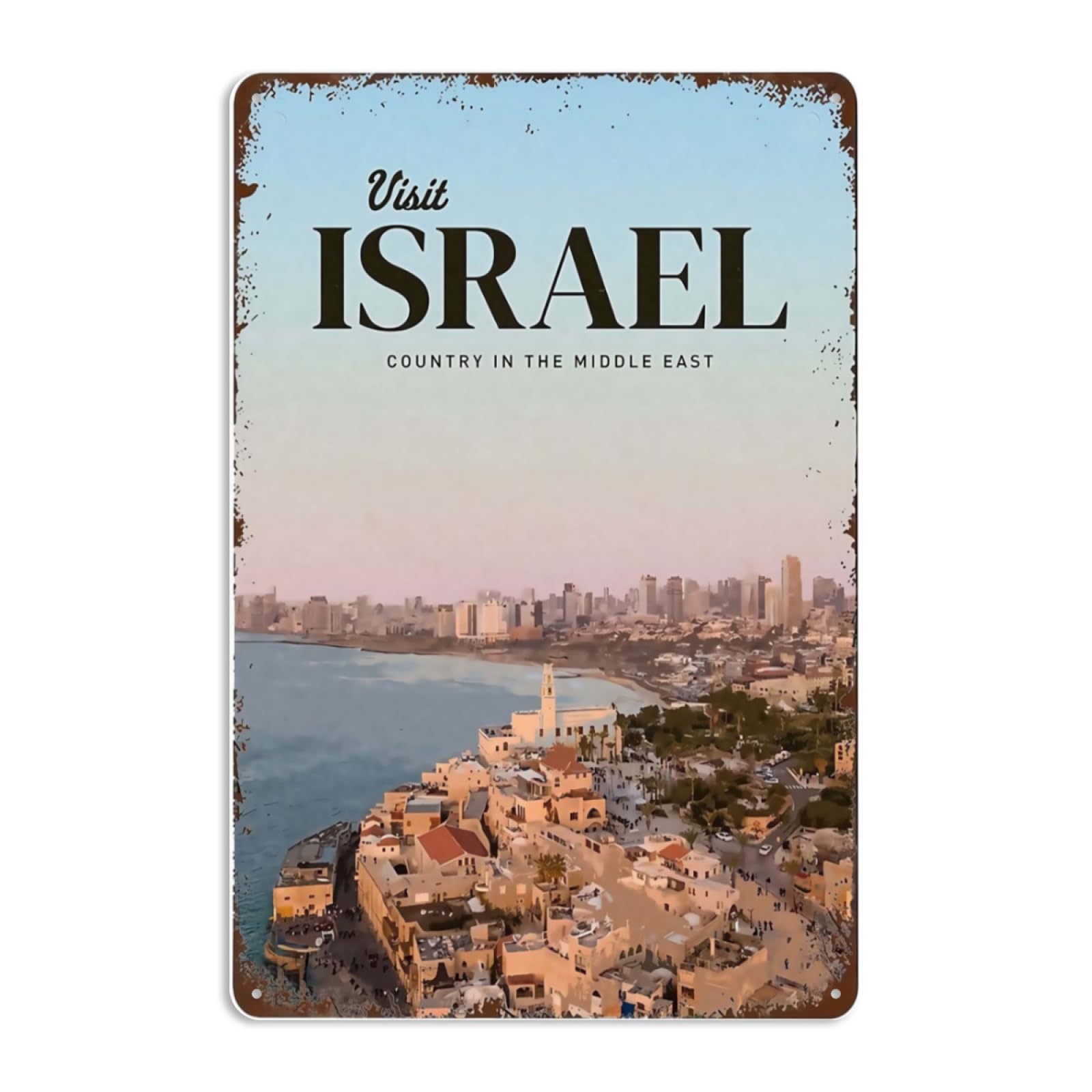 Kwqdozf As Pic Funny Visit Israel Signs Wall Decor Vintage Metal Tin Sign Art Poster Fun M