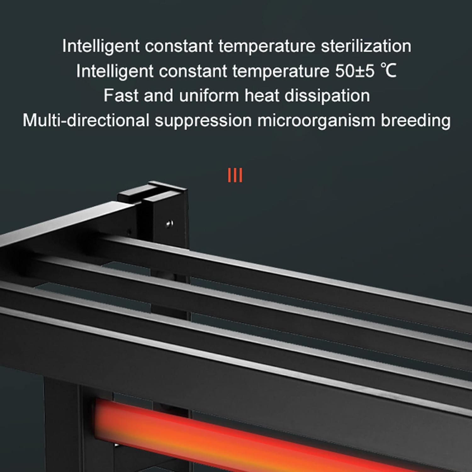 Rack,with Temperature Control Bathroom Towel Rack with Shelf 55w Intelligent Electric Heated Towels Dryer 385mm*440mm*260mm,Black