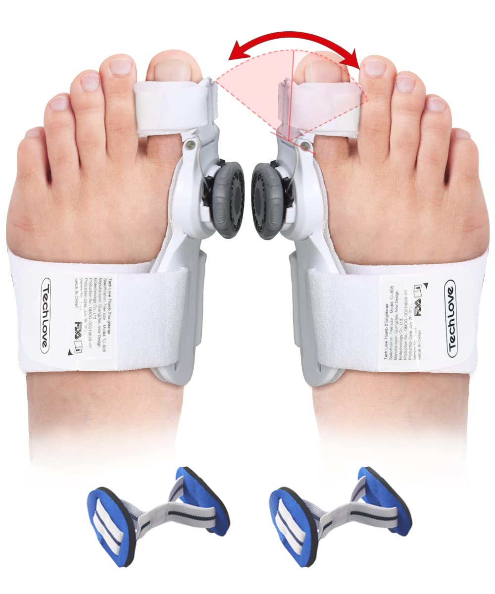 Tech Love Bunion Corrector for Women and Men, Orthopedic Bunion Toe Straightener, Adjustable Bunion Splint with Toe Separator for Bunion Relief, Day Night Support (2)