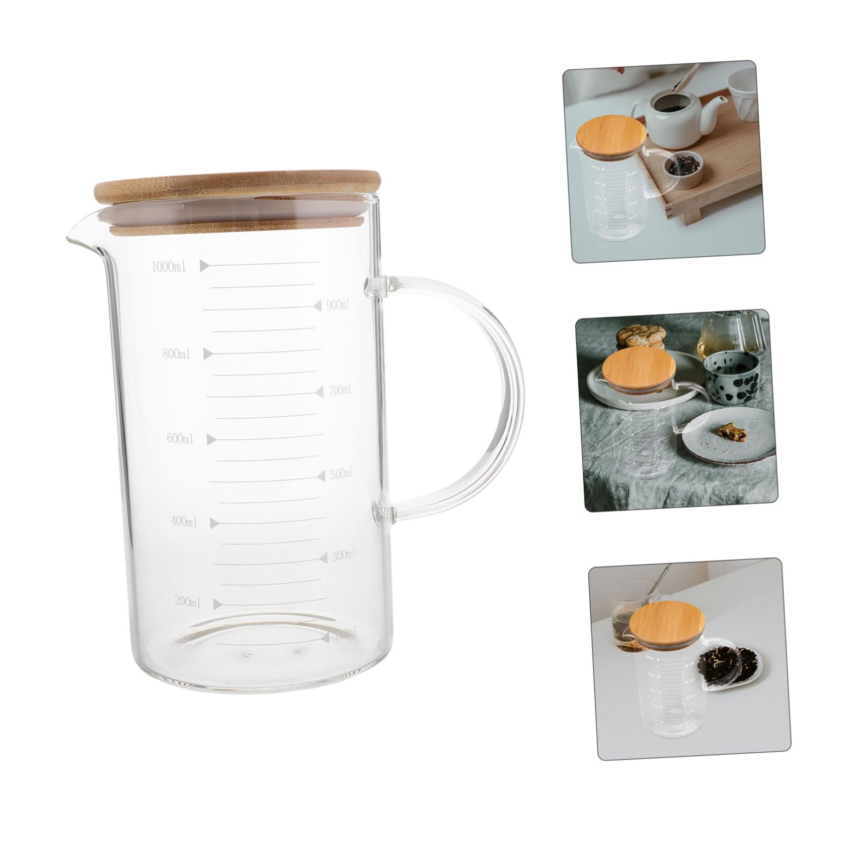 POPETPOP Tazza Graduata Da Cucina in Vetro Con Misurino Per Liquidi e Scala Trasparente Beccuccio Per e Bevande