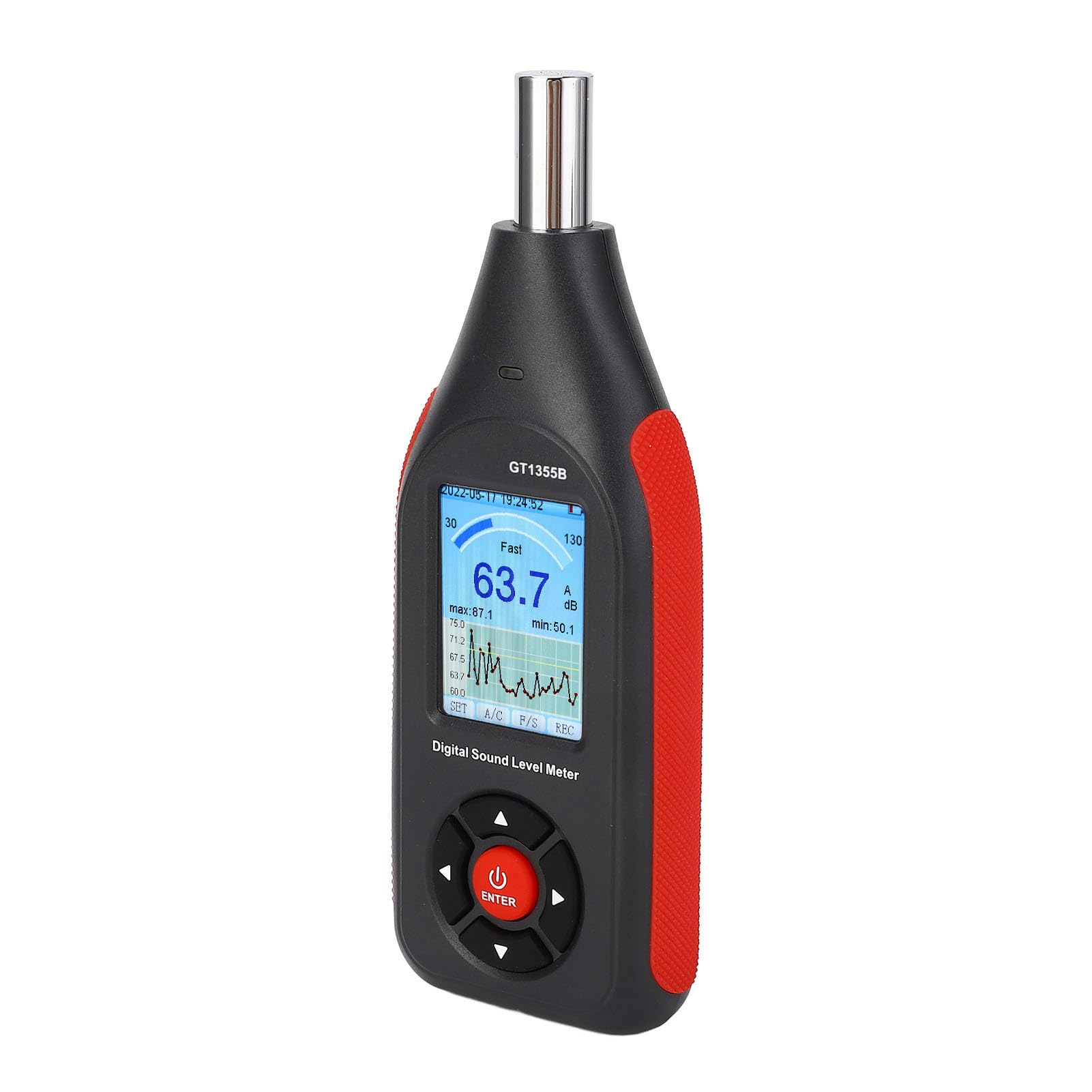 EMUKOEP Tester Digitale per Decibel con Ampio Intervallo di Misurazione e Uscita CC, Frequenza da 31,5 Hz a 8500 Hz, Frequenza di Campionamento Lenta e Veloce, Tempo di Ricarica di 1,5 Ore