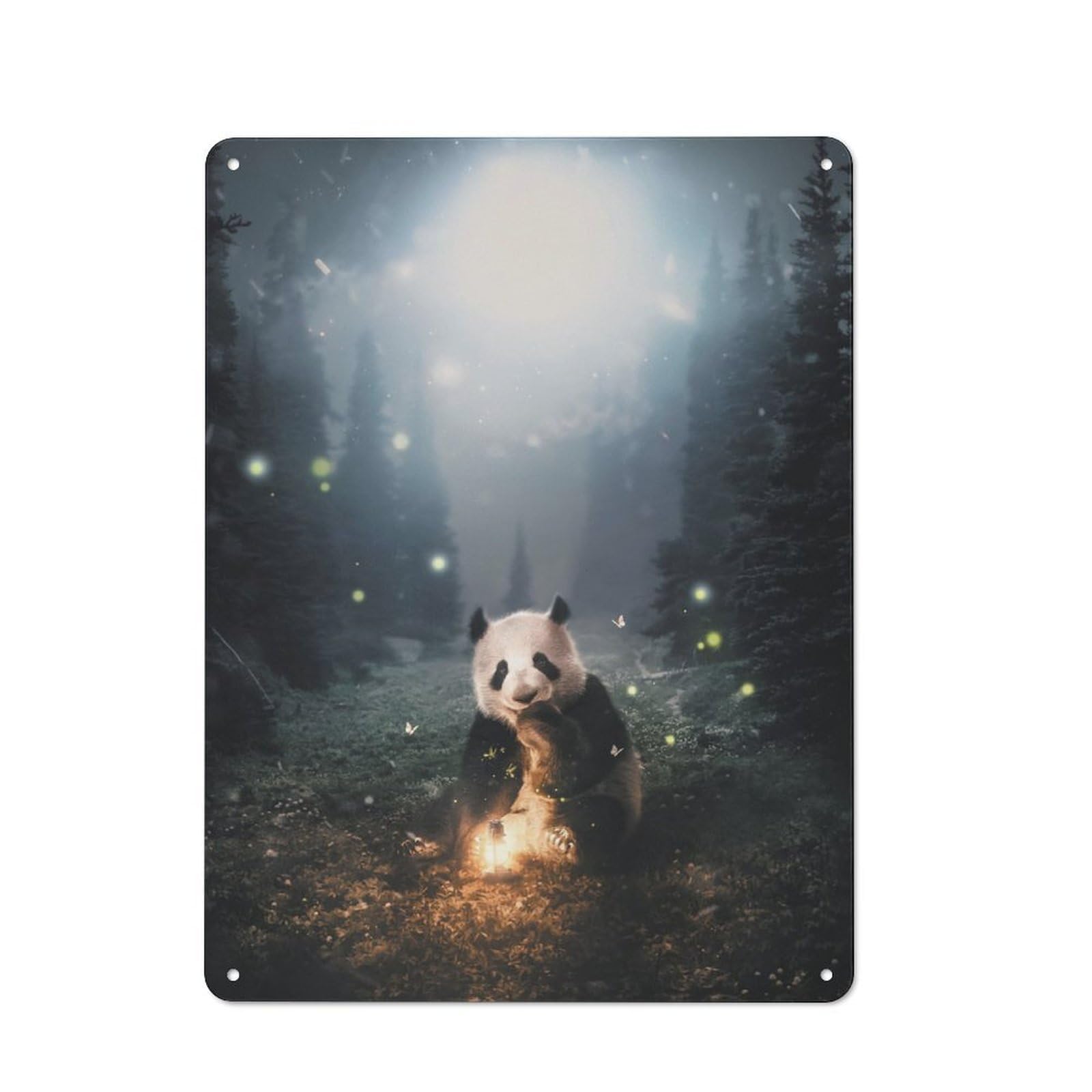 The Panda in The Forest Metal Wall Sign 40x30cm, Vintage Home Bar Decor for Pub, Home Bar, Shed Or Man Cave