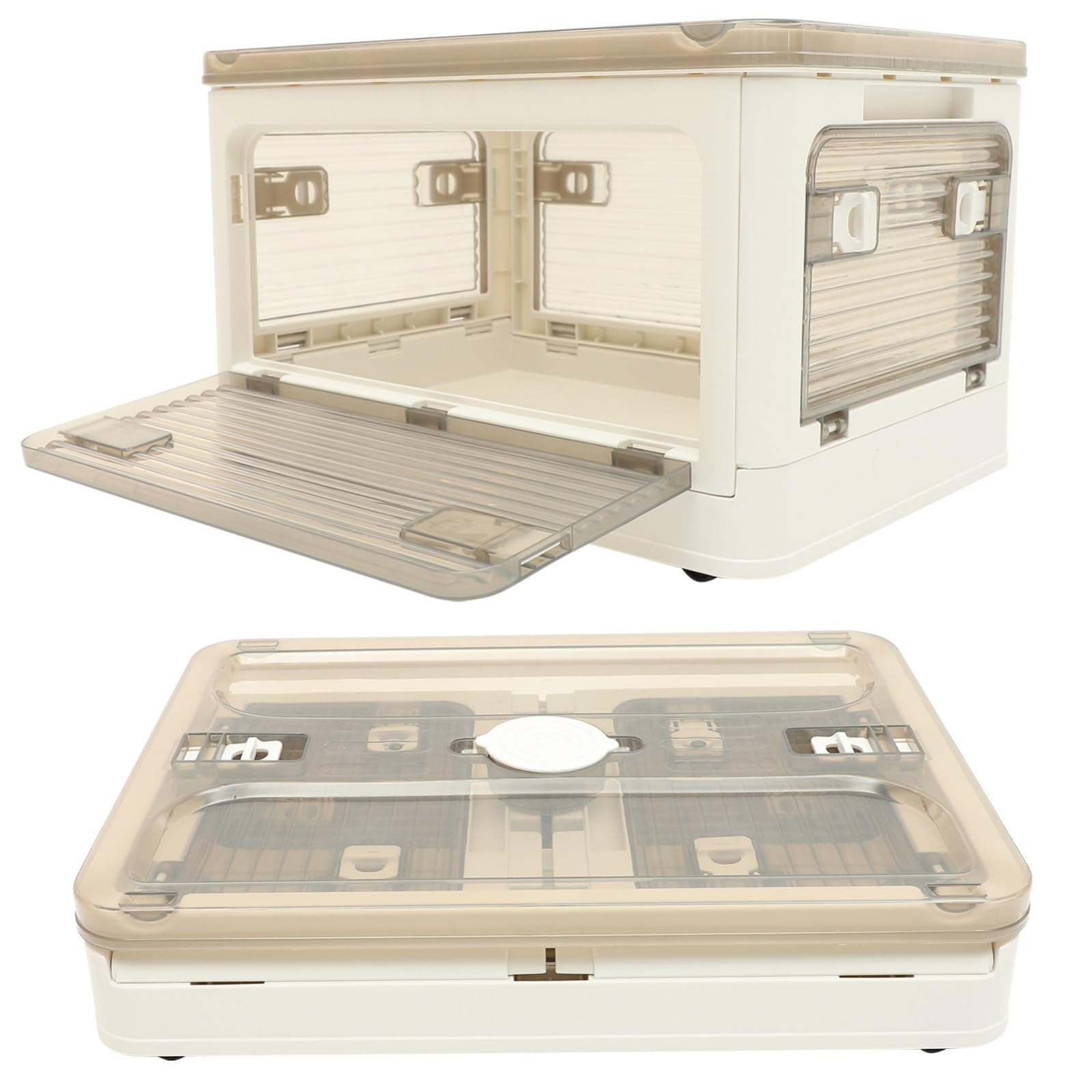 Luxshiny Contenitore Pieghevole Organizer per Auto Bianco in Plastica per Esterni Grande Capacità, Pratico e Conveniente per Famiglia e Viaggi