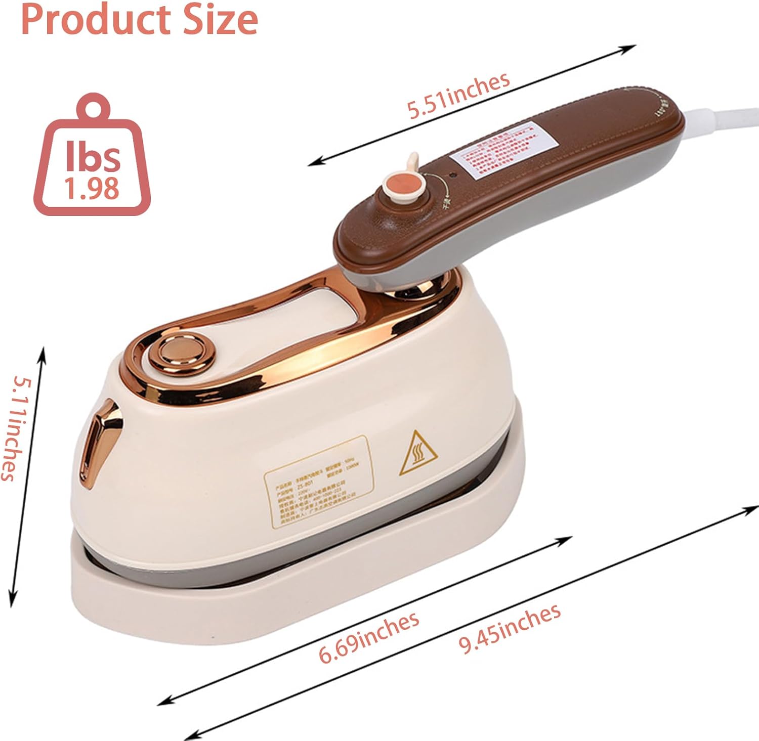 Travel Clothes Steamer, 1200W High-Power Handheld Steam Iron, 2-In-1 Steamer&Iron, Small Hanging Iron with 3-Speed Temperature Regulation, 15S Heating, 110ml, Suitable for Home, Travel&Dorm (Beige)