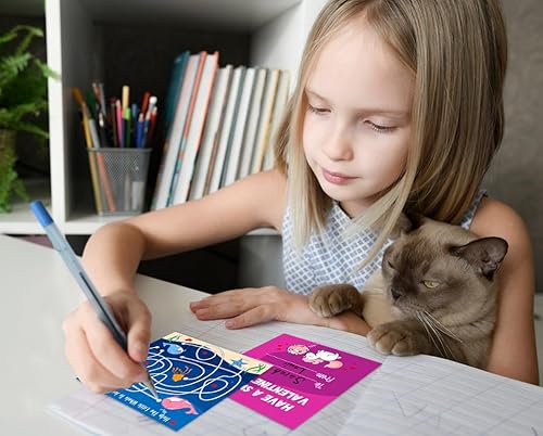 Miniatura 5 de Tarjetas del día de San Valentín para niños, aula, 30 unidades, divertidas tarjetas de regalo para el día de San Valentín con animales, juego de