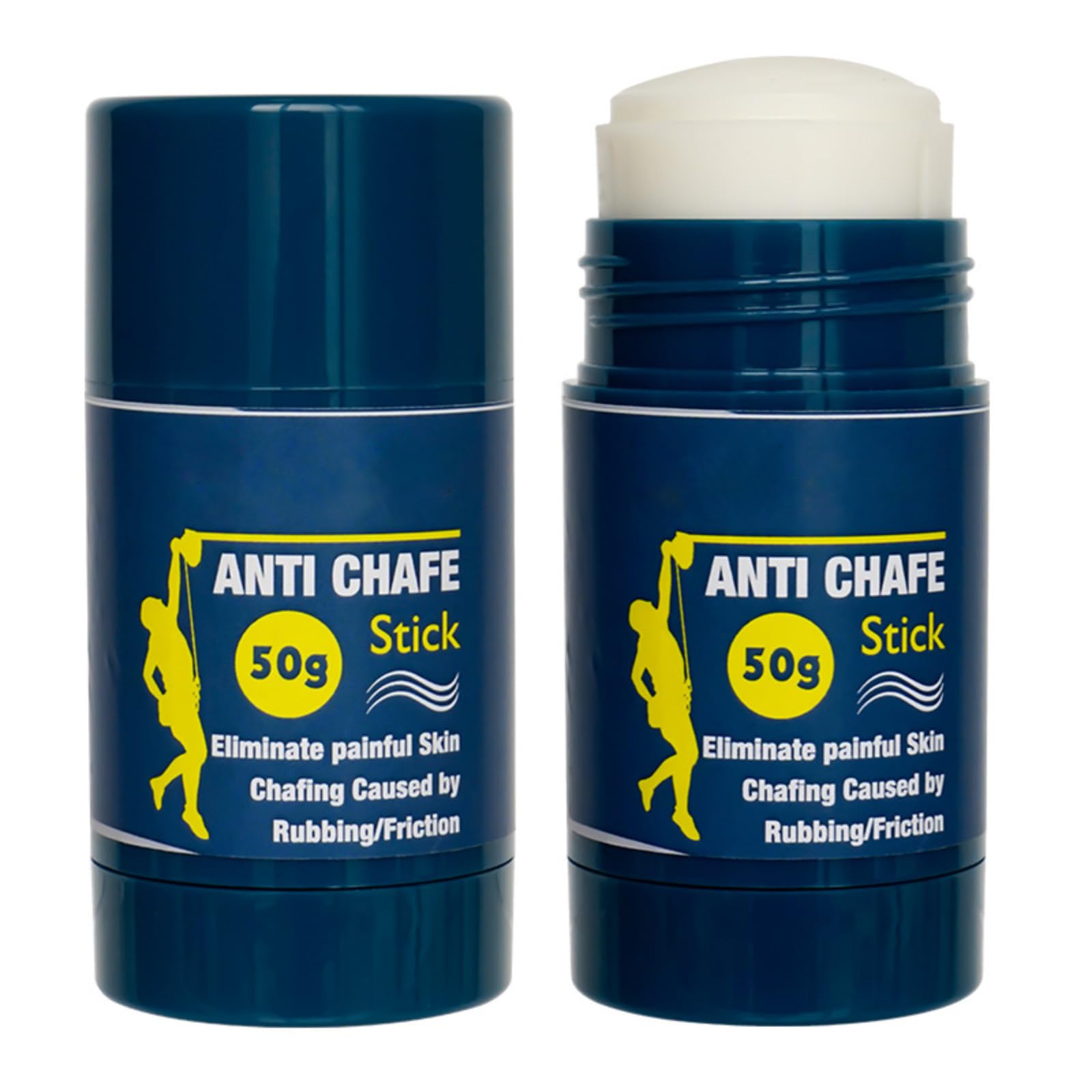 Anti Chafe Balm Stick for Men & Women, Anti Friction Stick for Running, Cycling & Walking, Sweat Resistant Glide-On Anti Chafing Cream for Thighs, Feet & Underarms (Pack of 2)