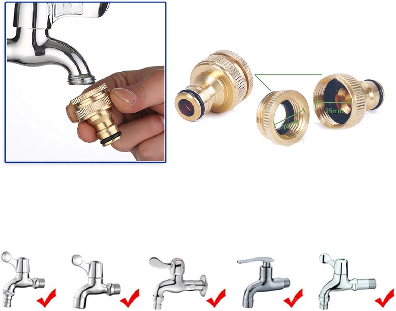 Amazon.co.jp: 蛇口ニップル 水道 蛇口 部品 2in1 20mm/25mm 水道