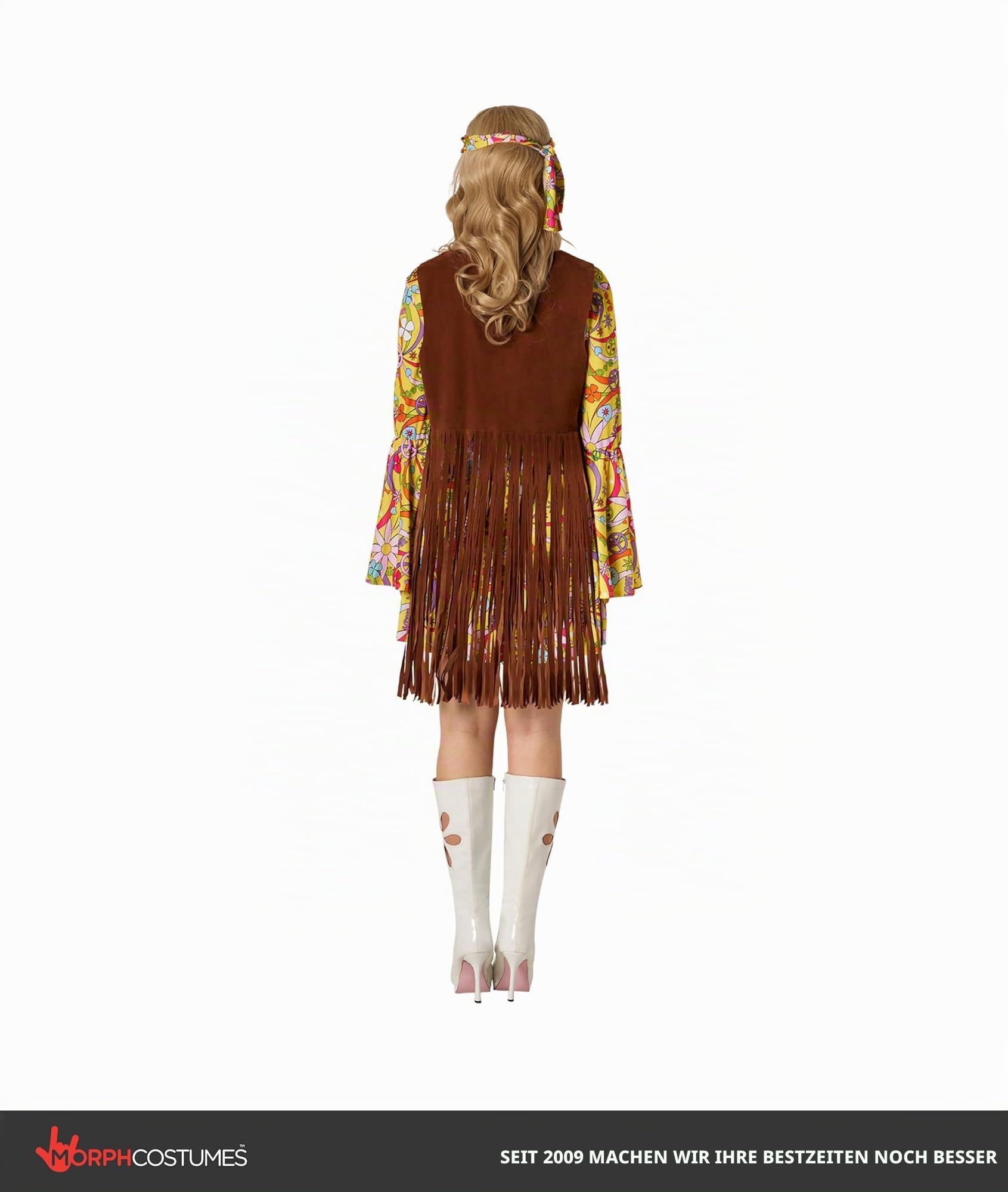 Morph Hippie Kostüm Damen, 70er Jahre Halloween Kostüm Damen