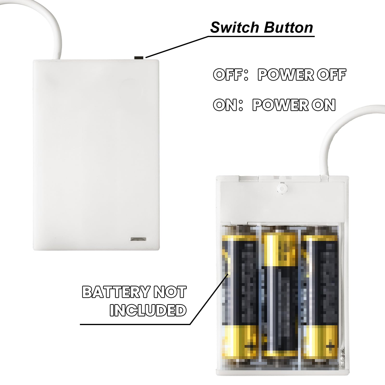 Copkim Lot de 6 batteries USB portables pour panneaux néon 5 V avec couvercle et interrupteur marche/arrêt pour convertisseur d'alimentation à piles 3 supports AA pour événements en plein air, camping