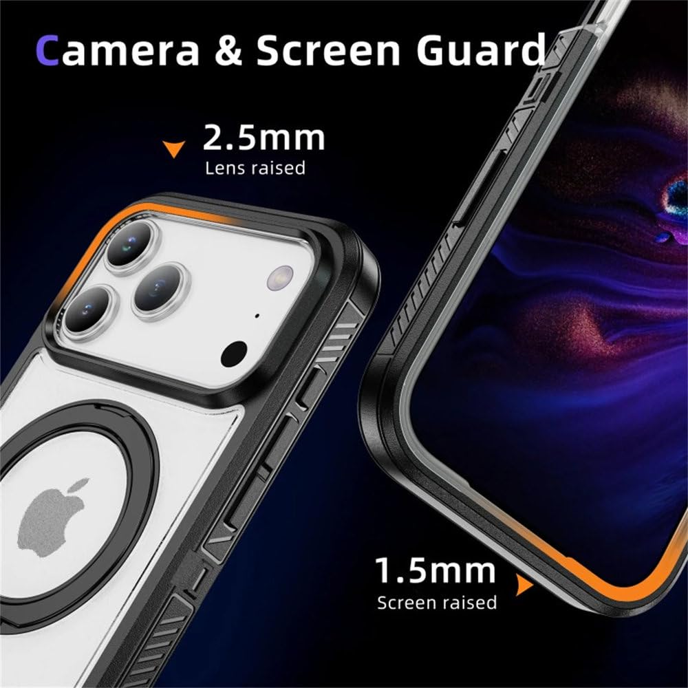 Magnetyczny uchwyt obrotowy 360°, antypoślizgowy, do iPhone'a 17 Pro Max 17 Air, etui z ładowaniem bezprzewodowym, odporne na wstrząsy, fioletowe, do iPhone'a 17 Air