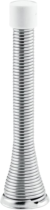 Prime-Line MP10127 Spring Steel Door Stop, Zinc Plated, Satin Nickel, Rubber Tip, Baseboard Mount (5 Pack)