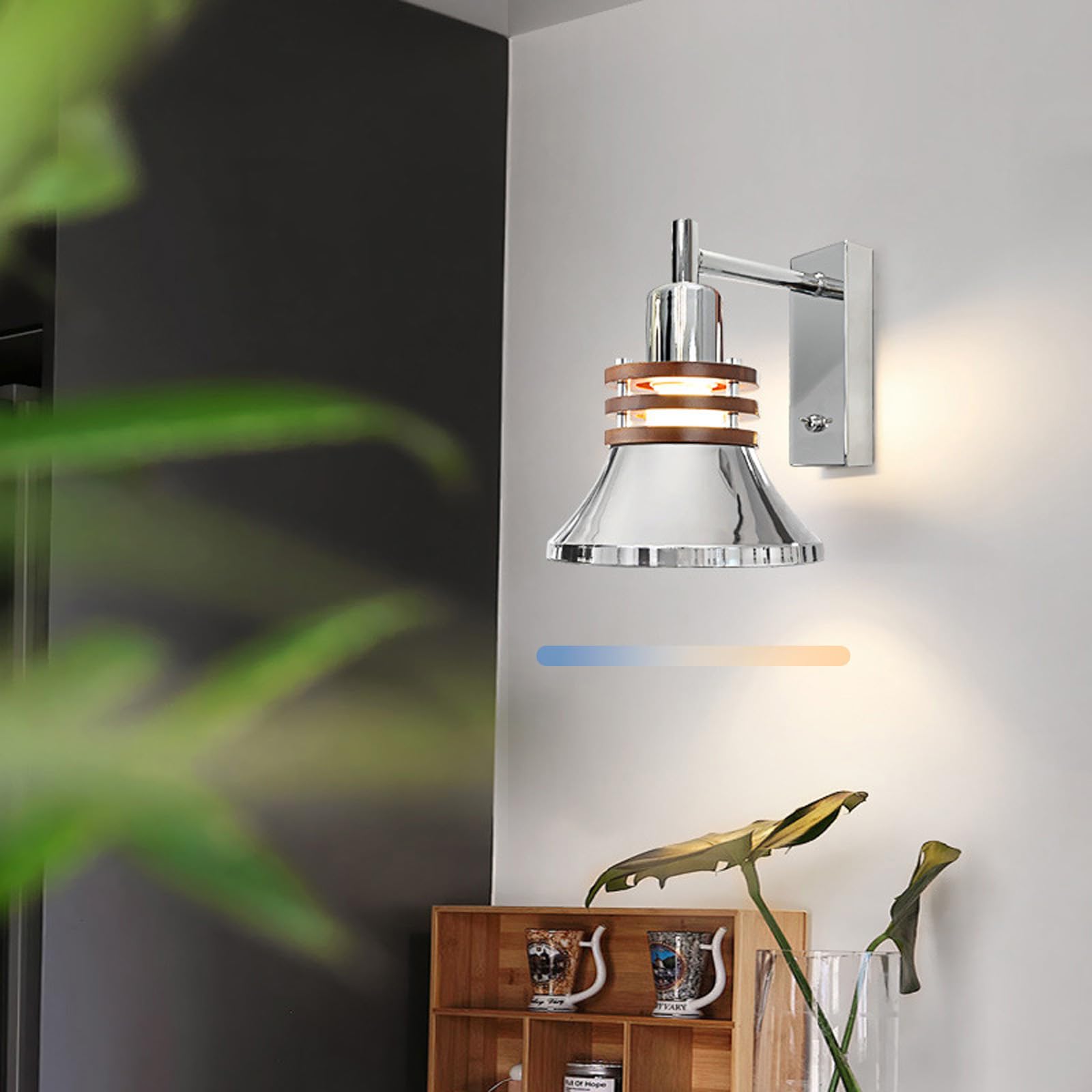 Lámpara de pared LED madera soluciona fatiga visual con luz regulable y giro 8