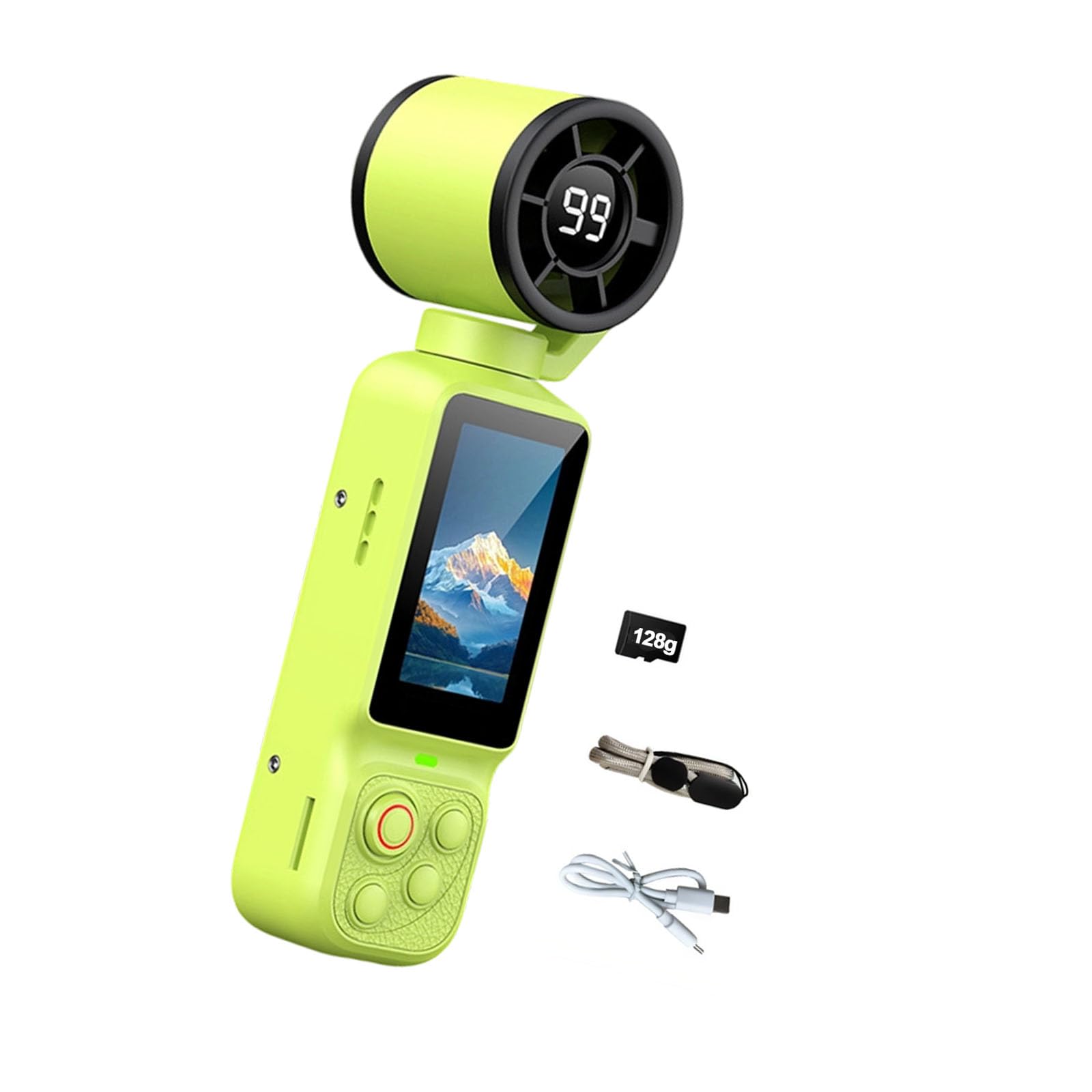 Videocamera portatile con ricarica di tipo C, schermo frontale e lente rotante per video di vlog di viaggio, preparazione quotidiana di dessert, frusta da cucina