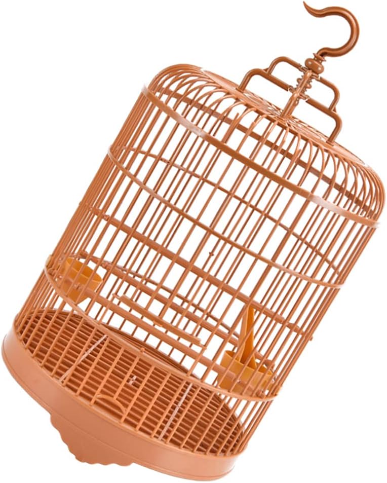 UKCOCO Jaula redonda para pájaros, jaula de plástico para pájaros, jaula para pájaros con alimentador, jaulas de pájaros con 2 vasos de alimentación, jaula para pájaros, loros al aire libre