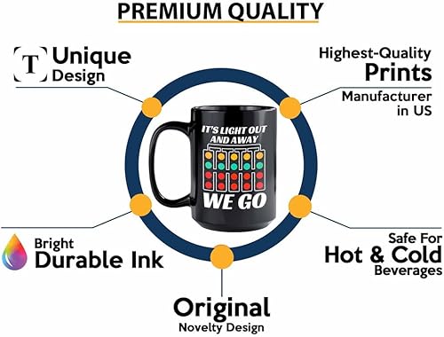 Miniatura 2 de Taza de café Racer de 15 onzas, color negro, con texto en inglés «It's Light Out», «Fuel Speed Racer» Car Guys Circuit Automotriz Racing Boy Regalos